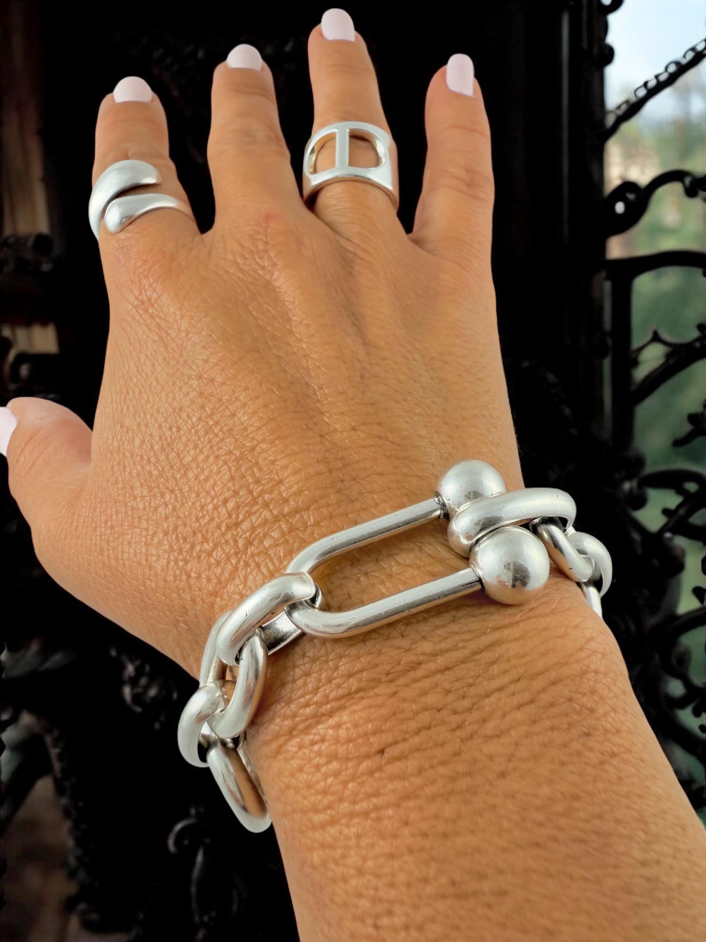 Chunky silver bracelet, bold link bracelet, thick chain bracelet, statement boho bracelet, uno de 50 style, bracelet, women birthday gift