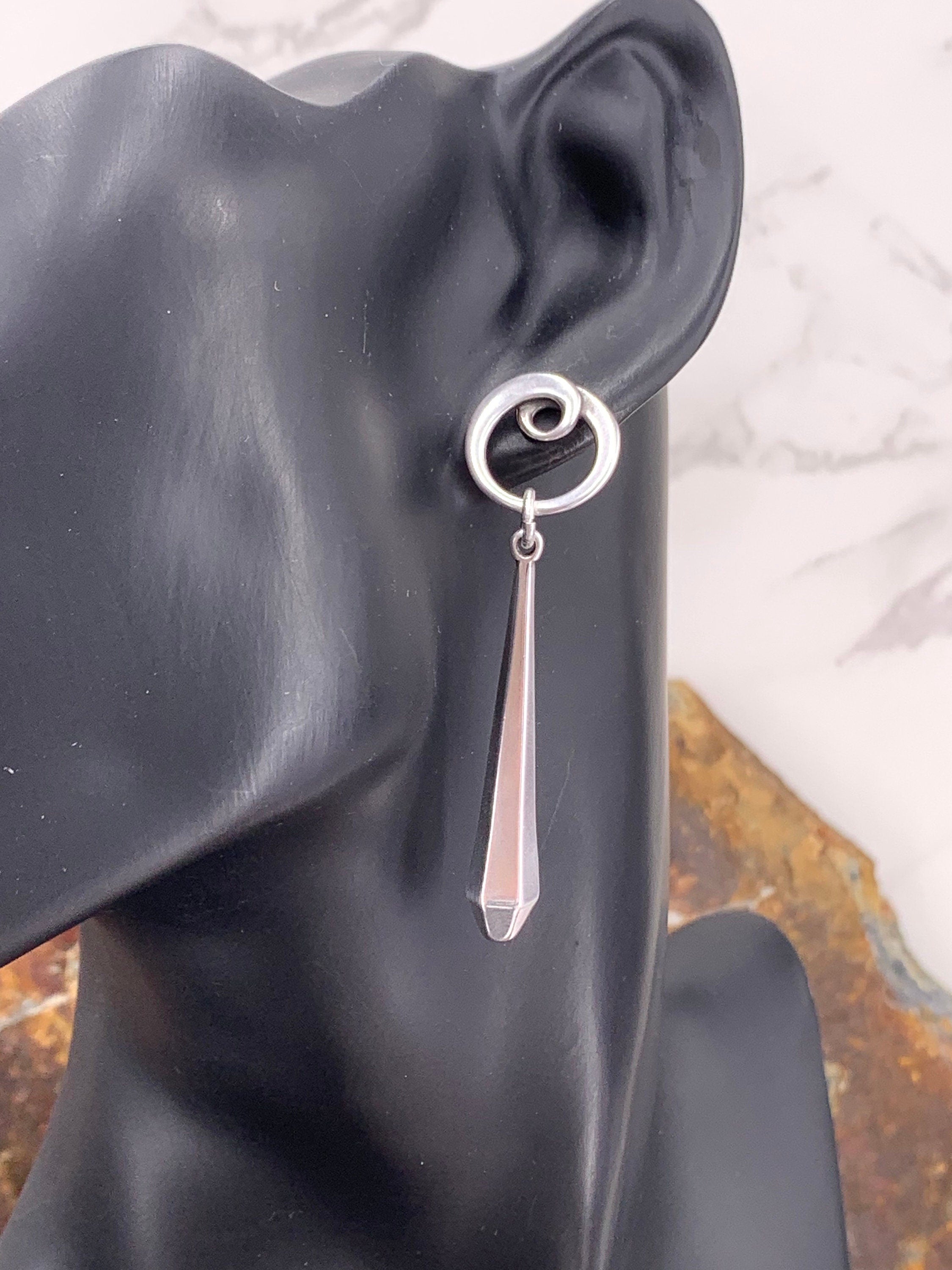long silver original design earrings, dropped silver earrings, dangle earrings, statement long earrings, gift for women, birthday present