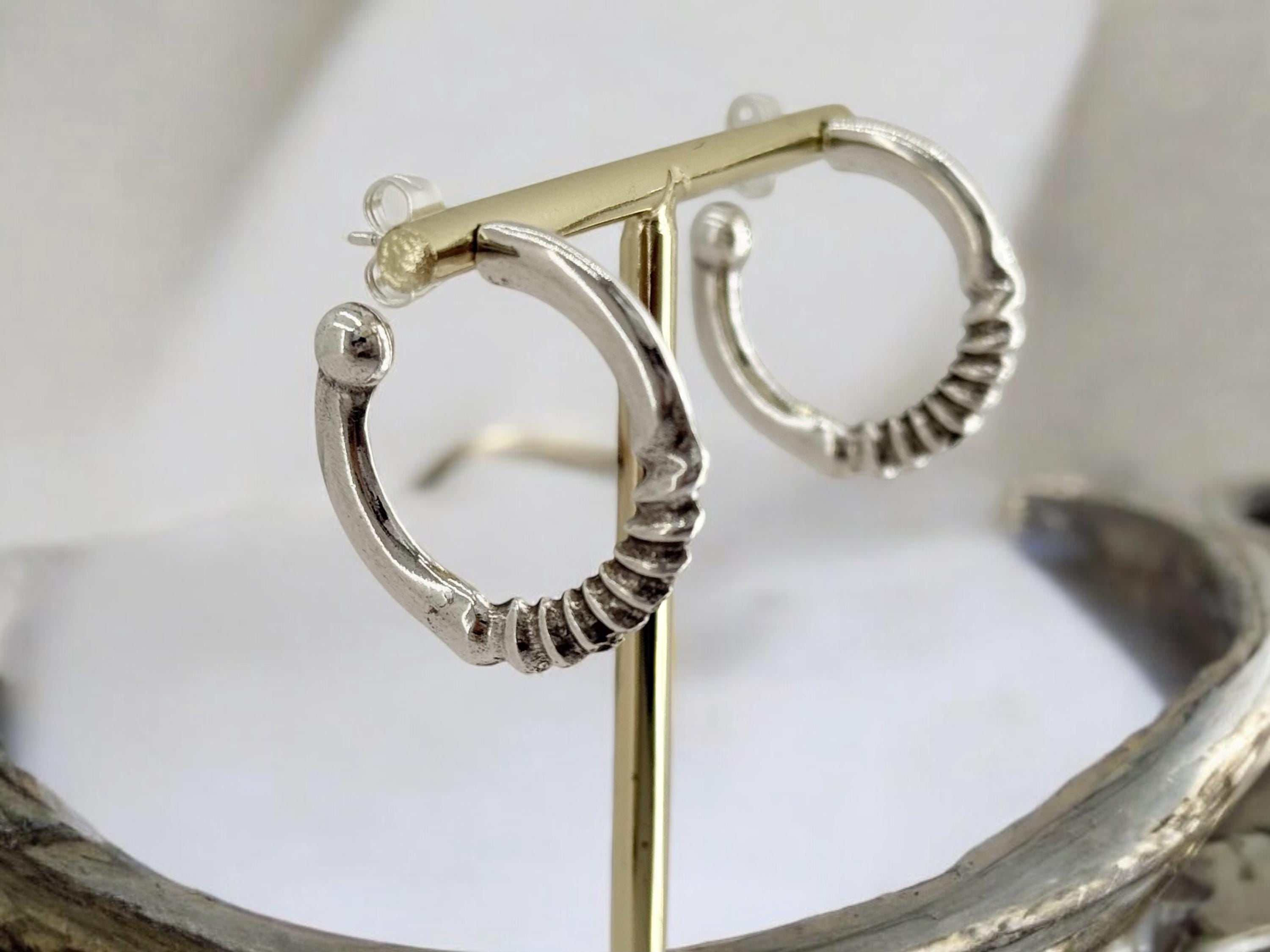 Big Chunky silver hoops, hammered hoops, engraved silver hoops, statement silver hoops, , bulky hoops, bohemian hoops, gift