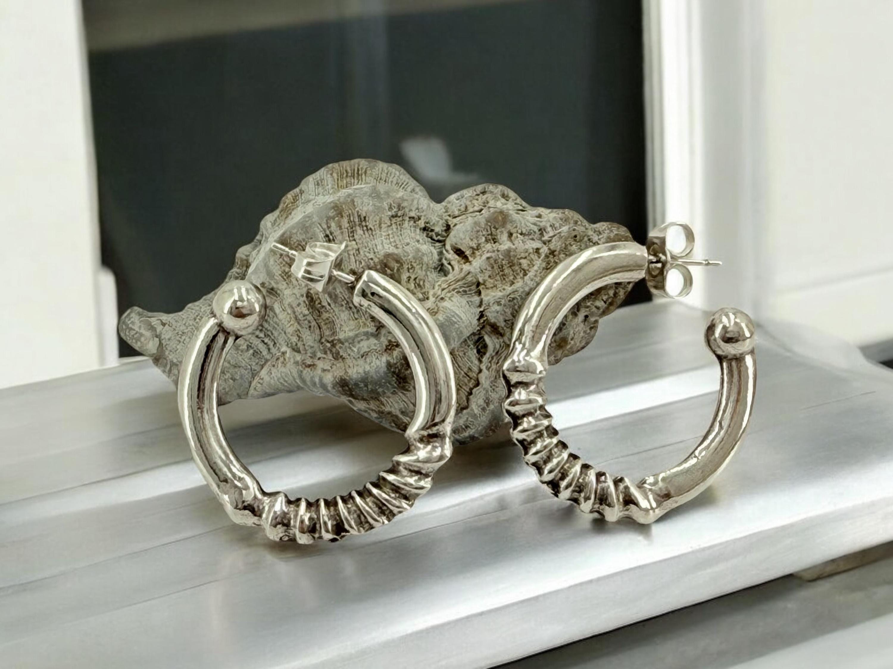 Big Chunky silver hoops, hammered hoops, engraved silver hoops, statement silver hoops, , bulky hoops, bohemian hoops, gift