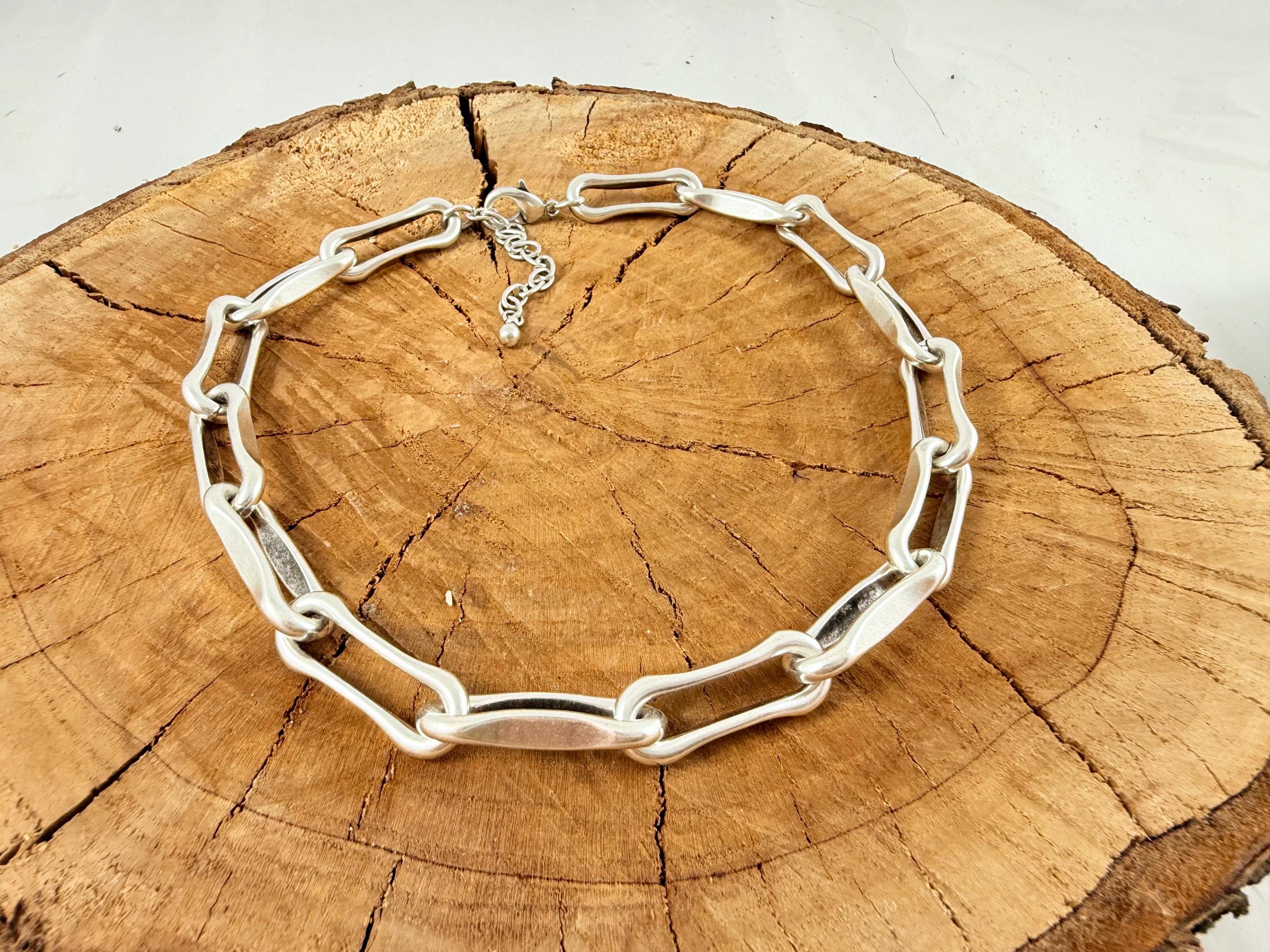 Chunky silver chain necklace for men, masculine silver necklace, big link bulky men necklace, gift for boyfriend, statement men necklace