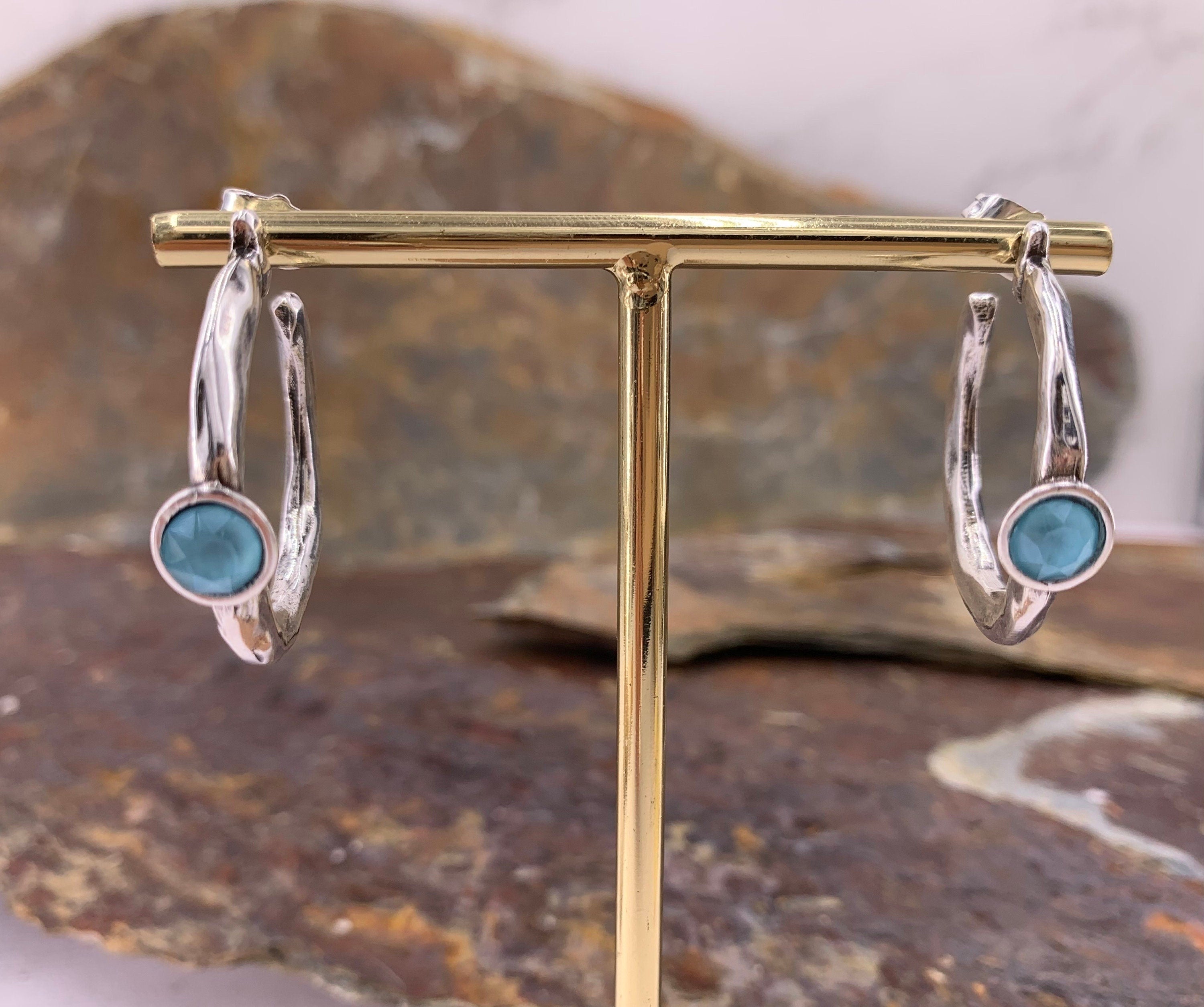 Big chunky silver hoops earrings with Swarovski crystal, bold silver hoop earrings, statement hoops, bulky hoops, large hoops earrings