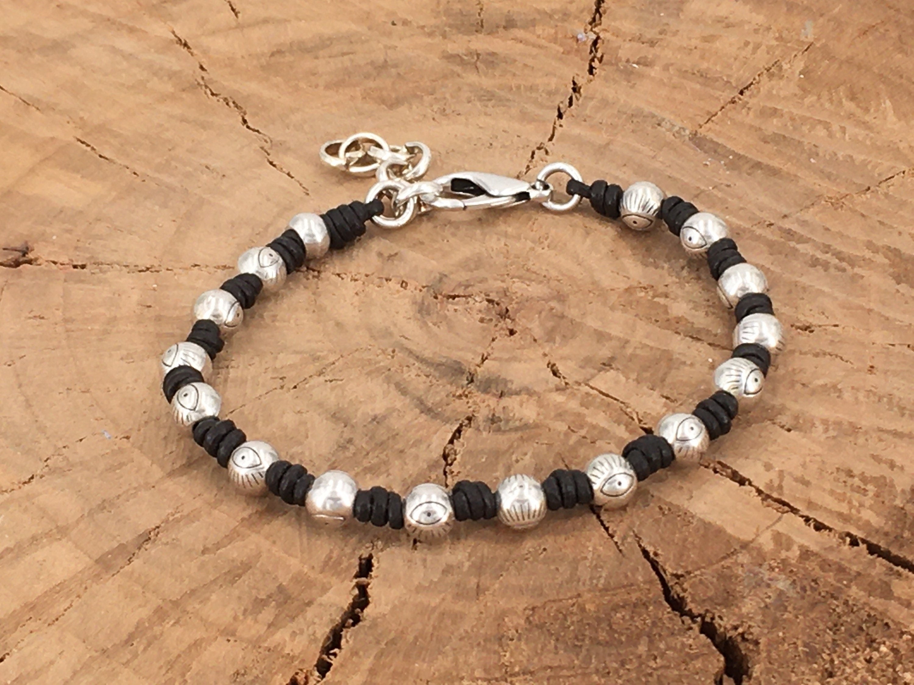 Braided knot leather bracelet, beaded hippie bracelet, surfer bracelet, leather cord bracelet, tribal bracelet, braided bohemian bracelet