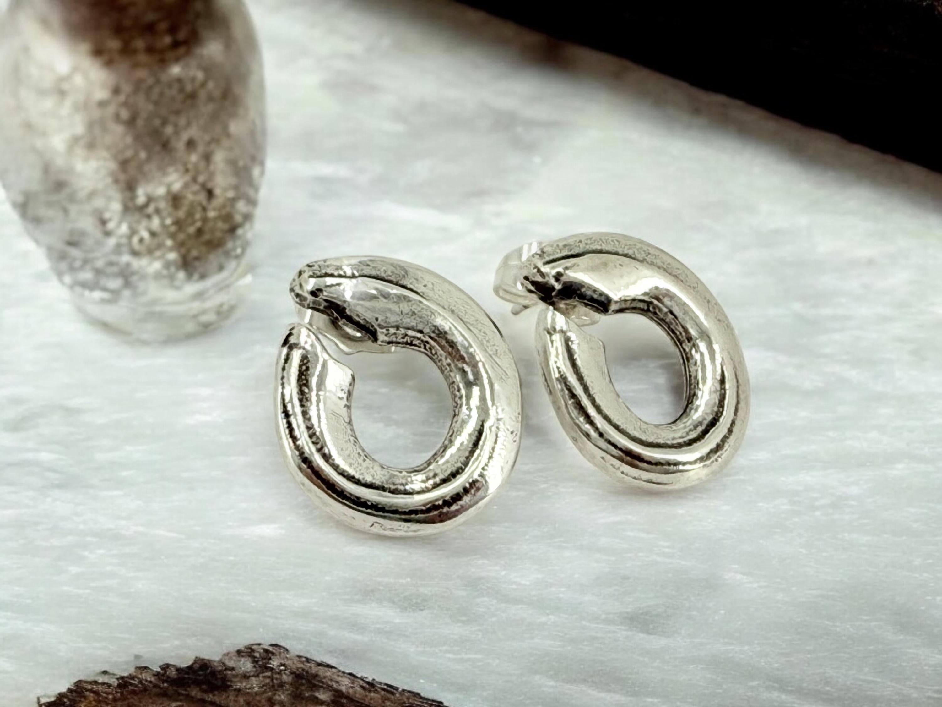 Chunky silver engraved earrings, bohemian earrings, bold earrings, dome earrings, uno de 50 style, statement earrings, valentines gift