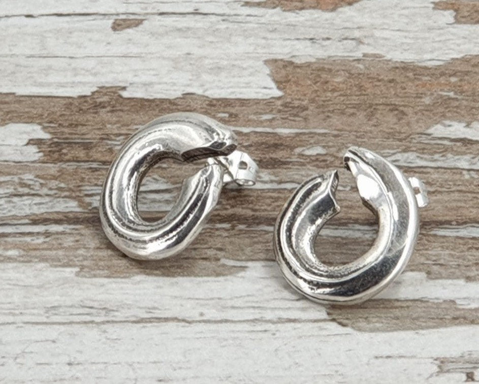 Chunky silver engraved earrings, bohemian earrings, bold earrings, dome earrings, uno de 50 style, statement earrings, valentines gift