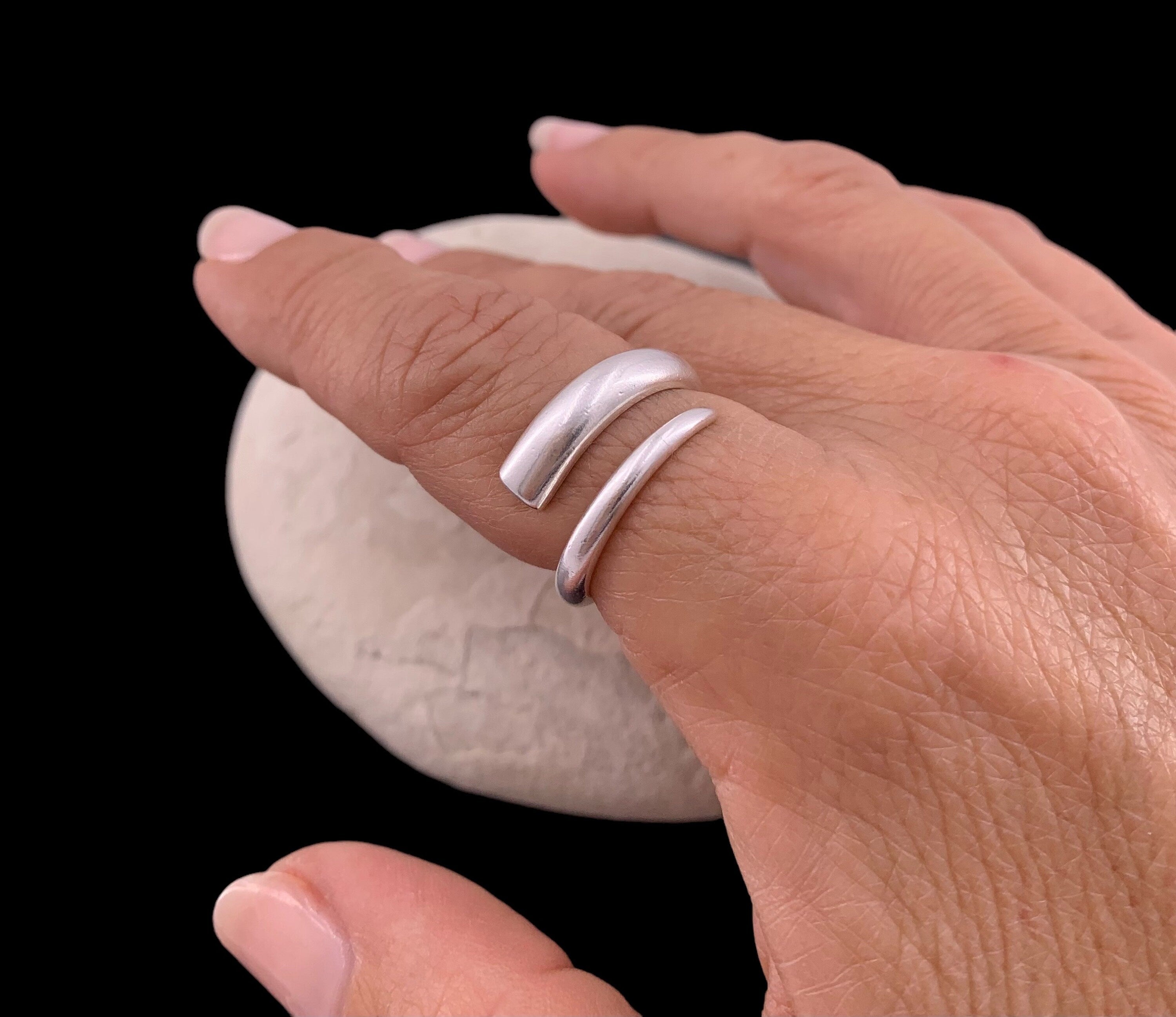 Anillo llamativo, anillo grueso, anillo de plata trenzado, anillo trenzado, anillo de plata boho, anillo de gran tamaño, anillo estilo rock,