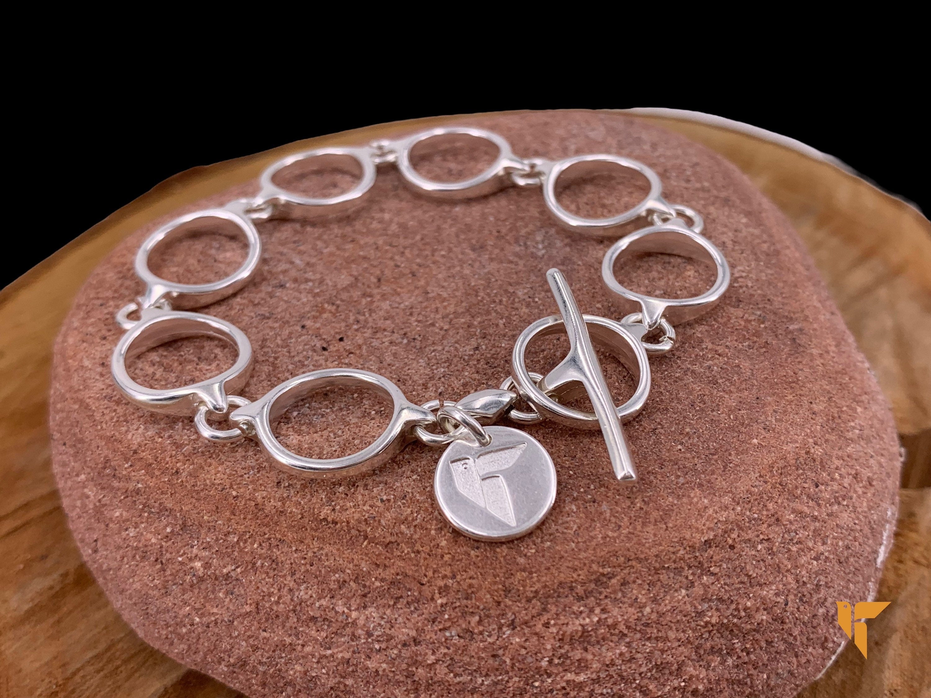 Chunky chain silver bracelet, bold silver chain french clasp bracelet, style bracelet, T clasp woman chain bracelet