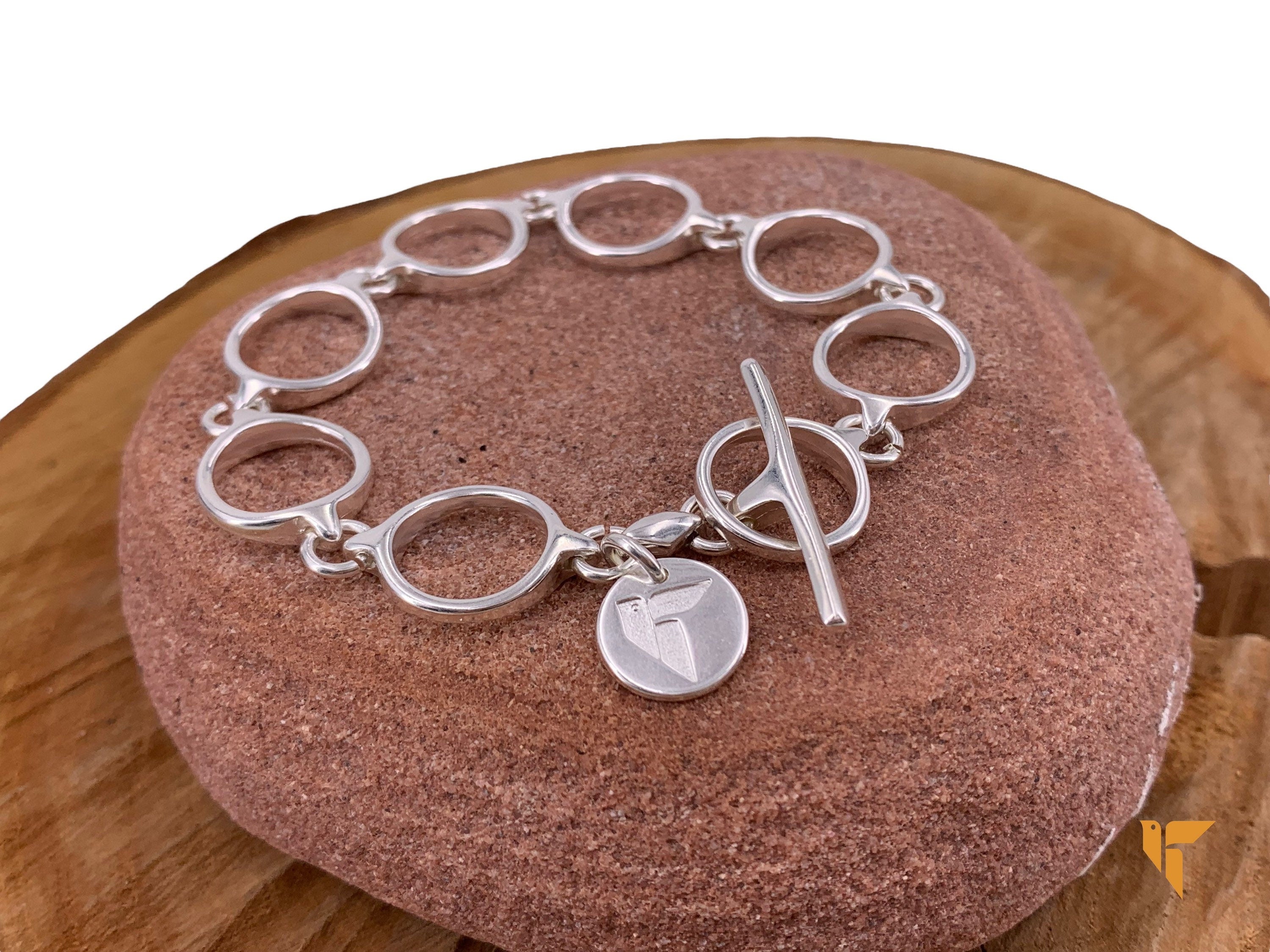 Chunky chain silver bracelet, bold silver chain french clasp bracelet, style bracelet, T clasp woman chain bracelet
