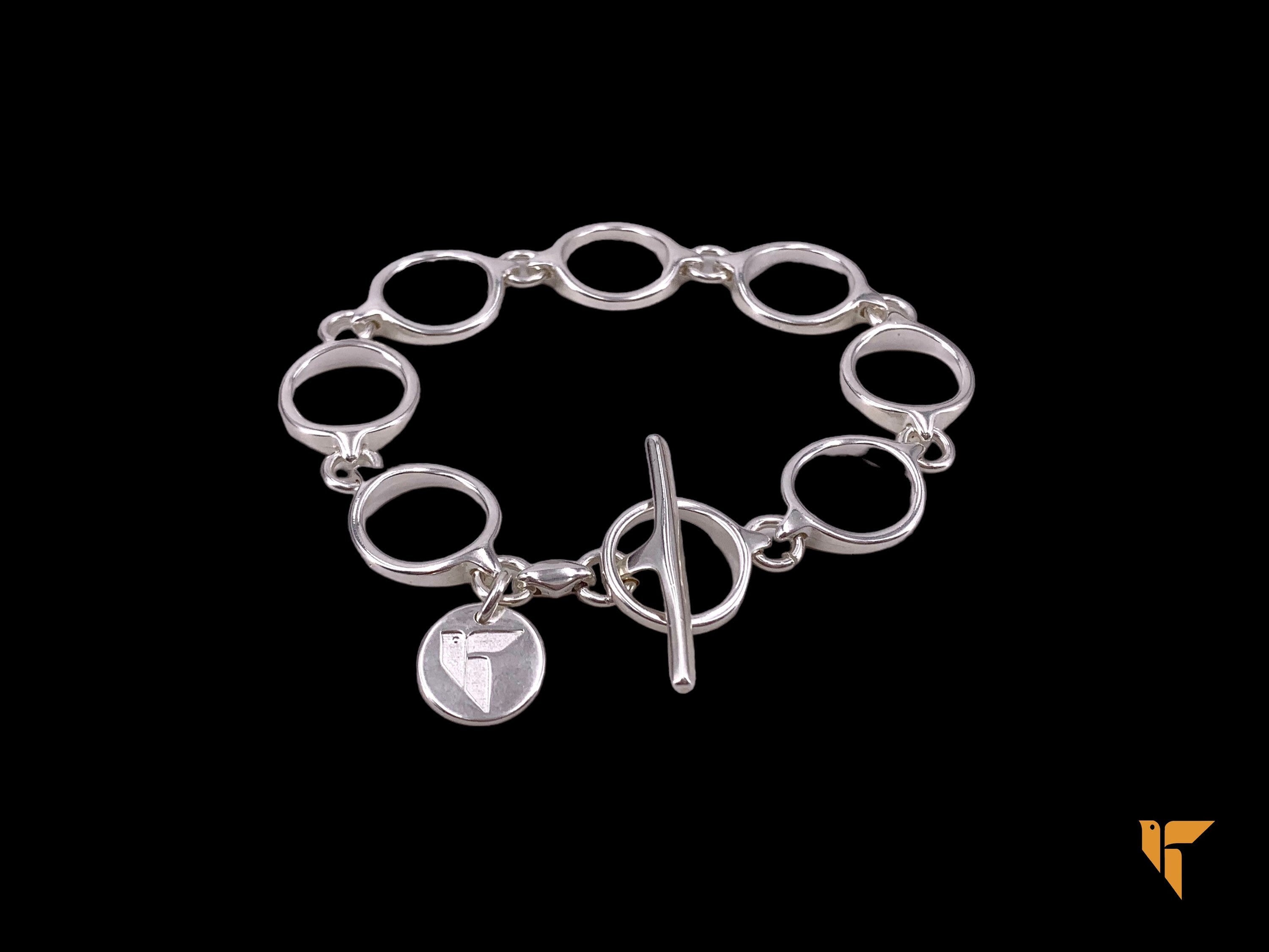 Chunky chain silver bracelet, bold silver chain french clasp bracelet, style bracelet, T clasp woman chain bracelet