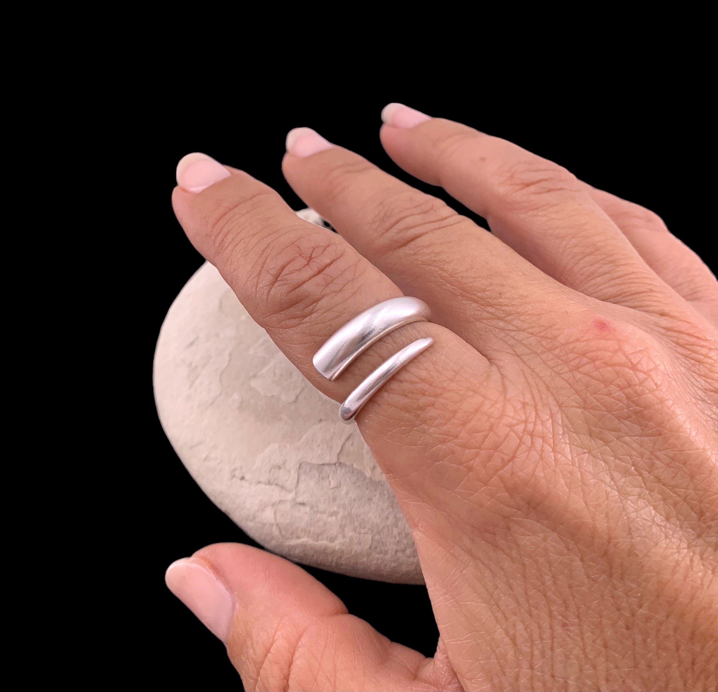 Anillo llamativo, anillo grueso, anillo de plata trenzado, anillo trenzado, anillo de plata boho, anillo de gran tamaño, anillo estilo rock,