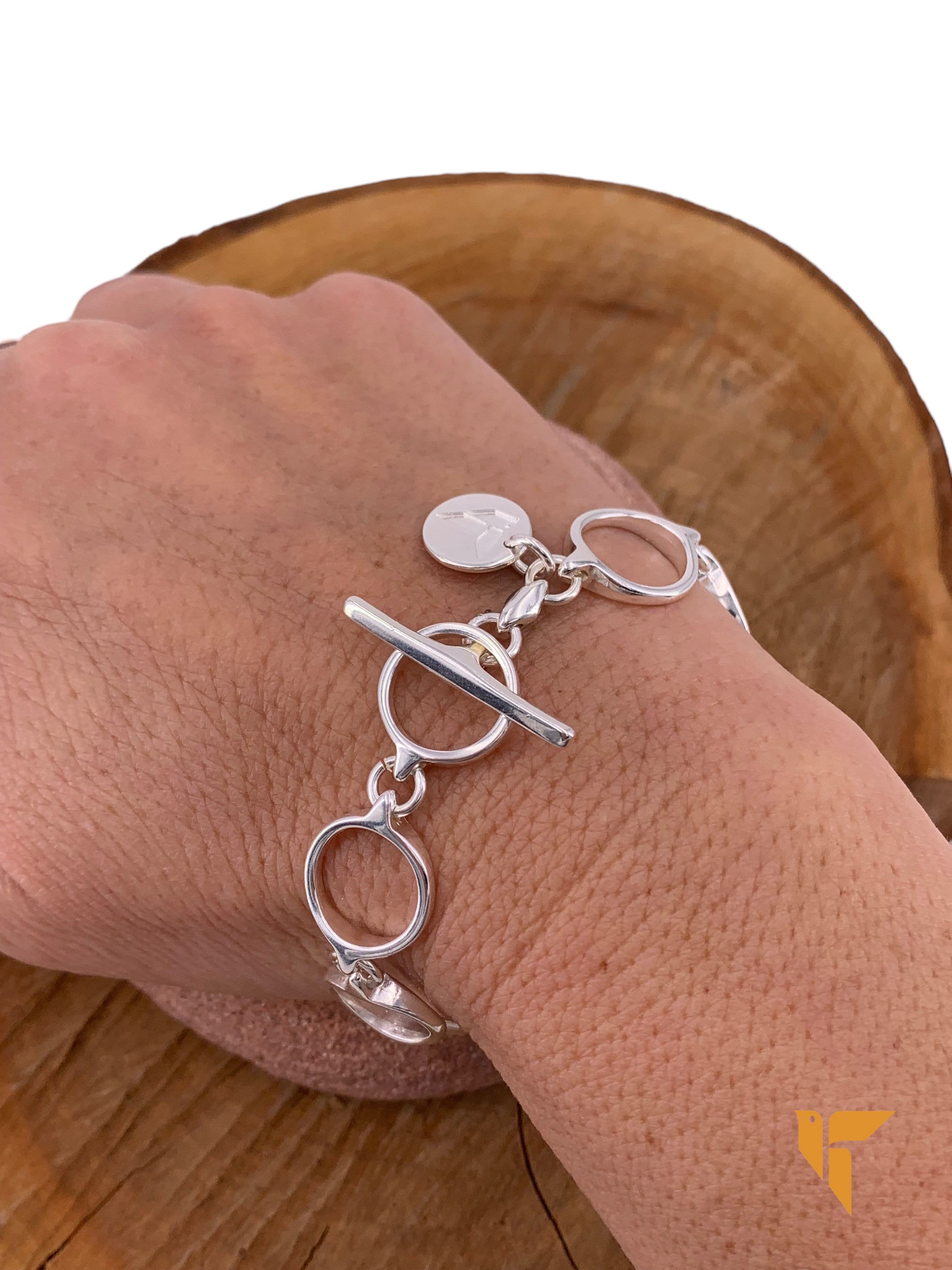 Chunky chain silver bracelet, bold silver chain french clasp bracelet, style bracelet, T clasp woman chain bracelet