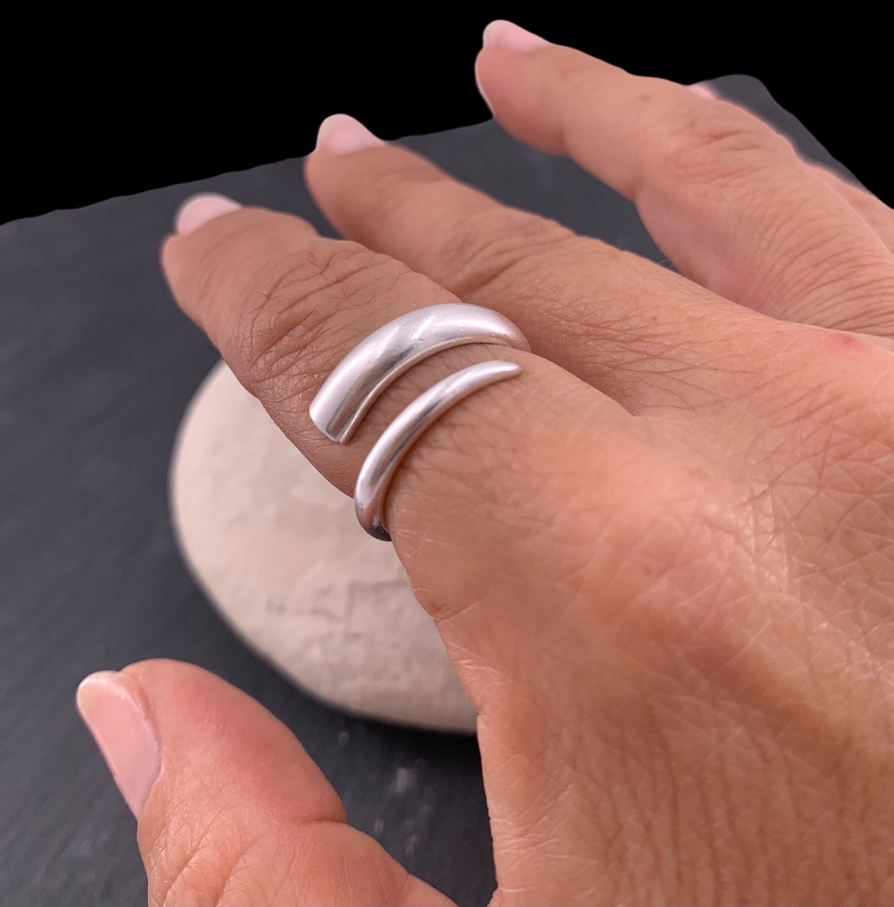 Anillo llamativo, anillo grueso, anillo de plata trenzado, anillo trenzado, anillo de plata boho, anillo de gran tamaño, anillo estilo rock,