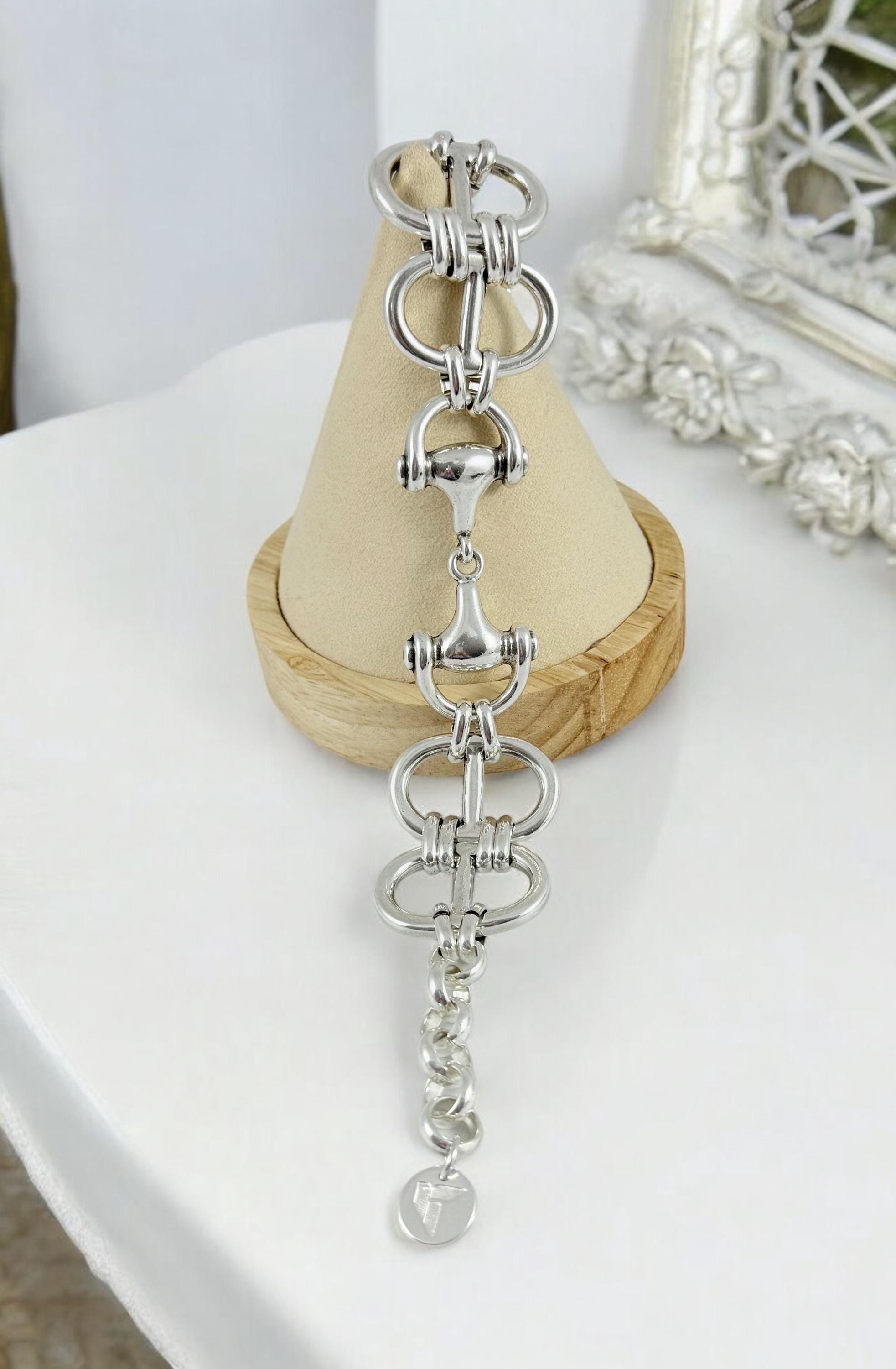 Chunky silver bracelet, cuff bracelet, silver bold bracelet, silver chain bracelet, thick link bracelet, uno de 50 style, statement bracelet