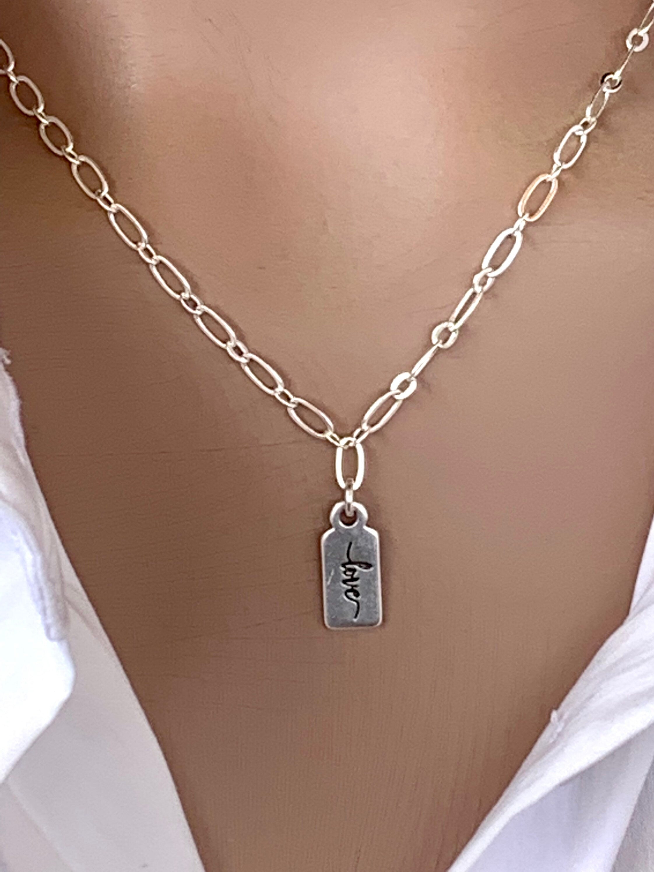 Dainty necklace with love for her, simple and elegant necklace, necklace with love poendant