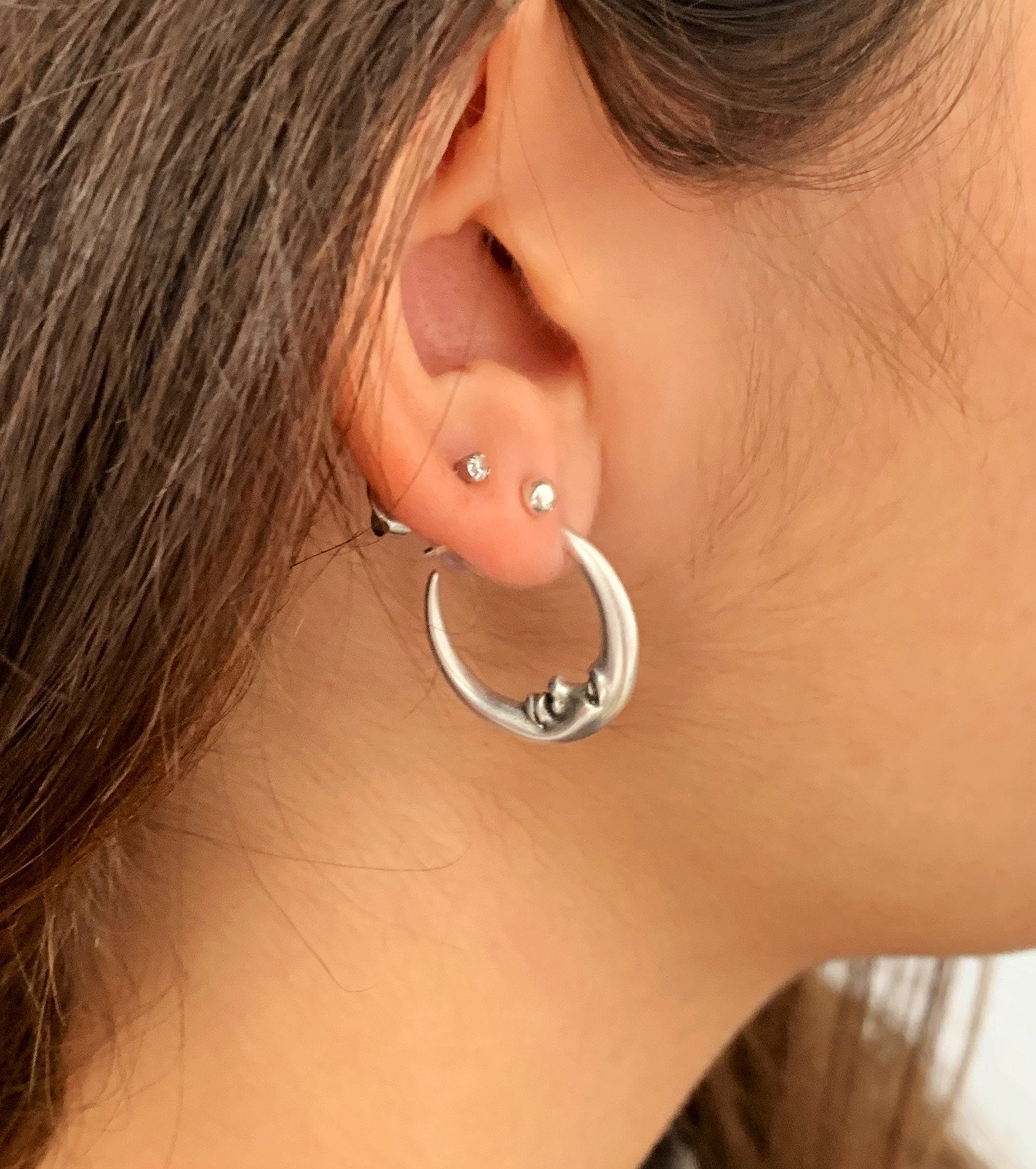 Crescent Moon Hoop Earrings – Gold Plated – Boho Everyday Jewelry – Handmade Kukuri Design