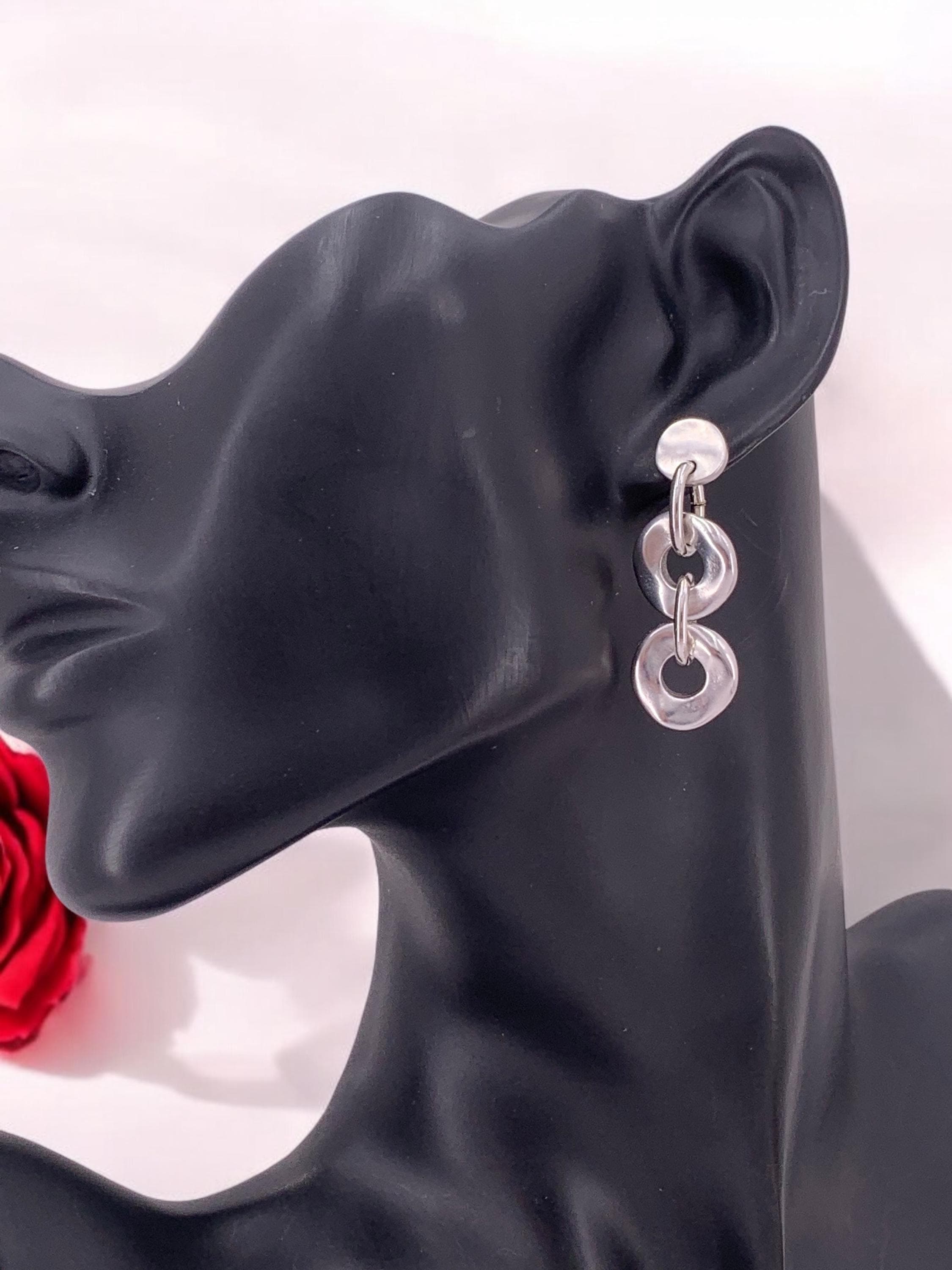 Bulky silver chain link earrings, chunky earrings, large earrings, statement earrings, uno de 50 style, gift for women, oversize earrings