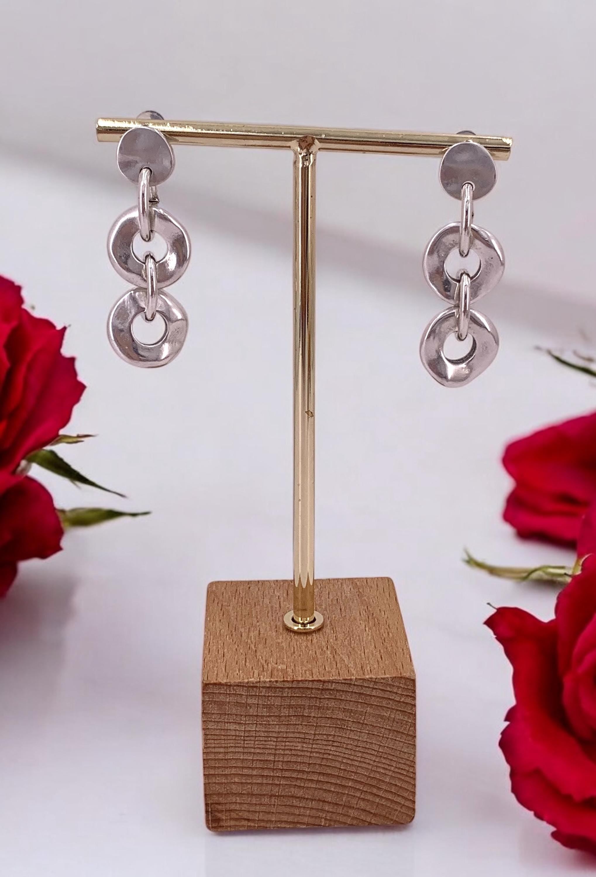 Bulky silver chain link earrings, chunky earrings, large earrings, statement earrings, uno de 50 style, gift for women, oversize earrings