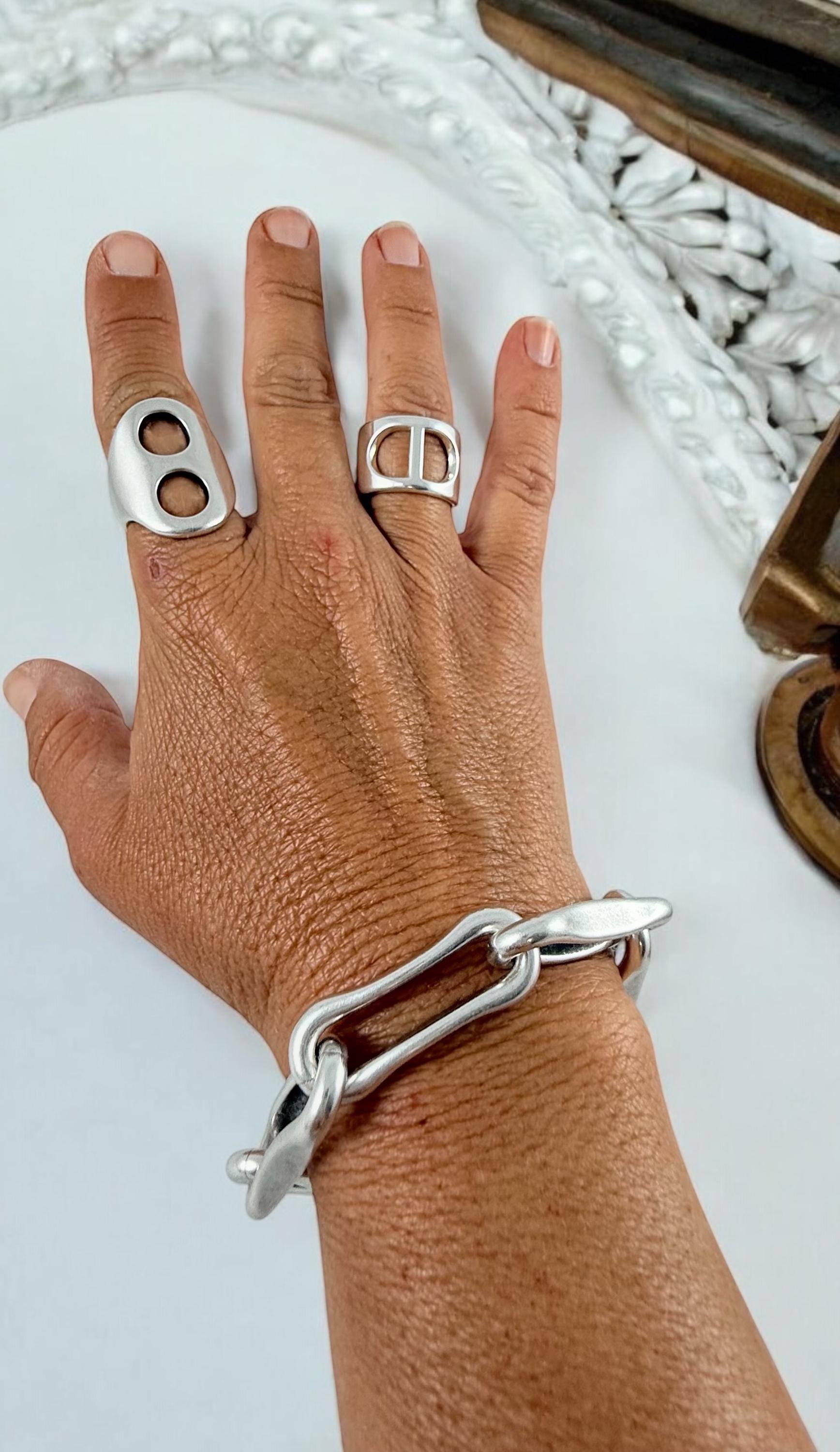 Chunky silver chain bracelet, silver bold bracelet, lightweight bracelet, thick link bracelet, uno de 50 style, statement big link bracelet