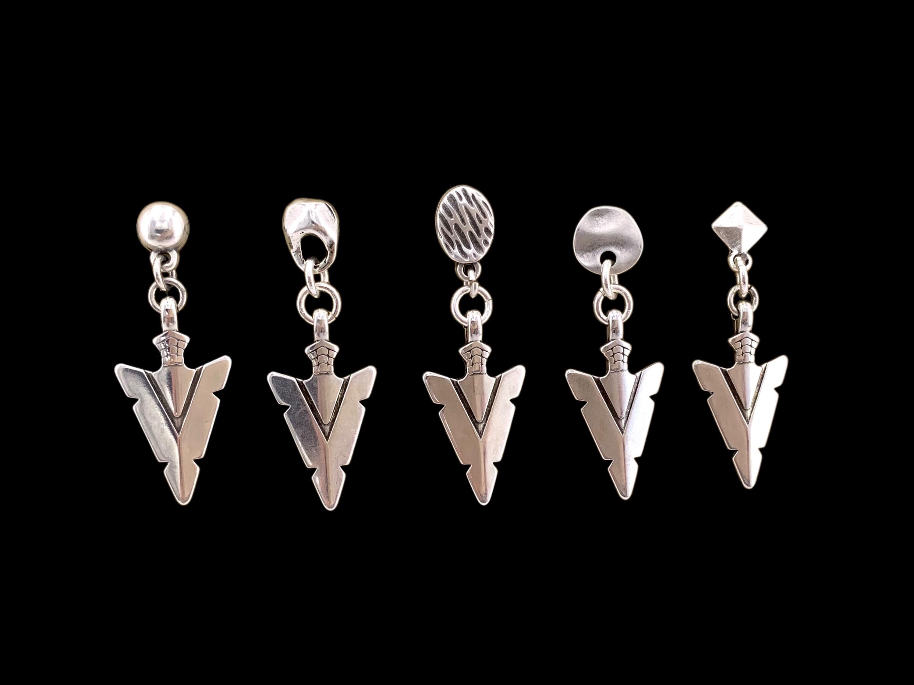 Arrowhead silver dropped earring, teardrop earrings, tribal earrings, dangle earrings, bohemian earrings, uno de 50 style, gift for friends