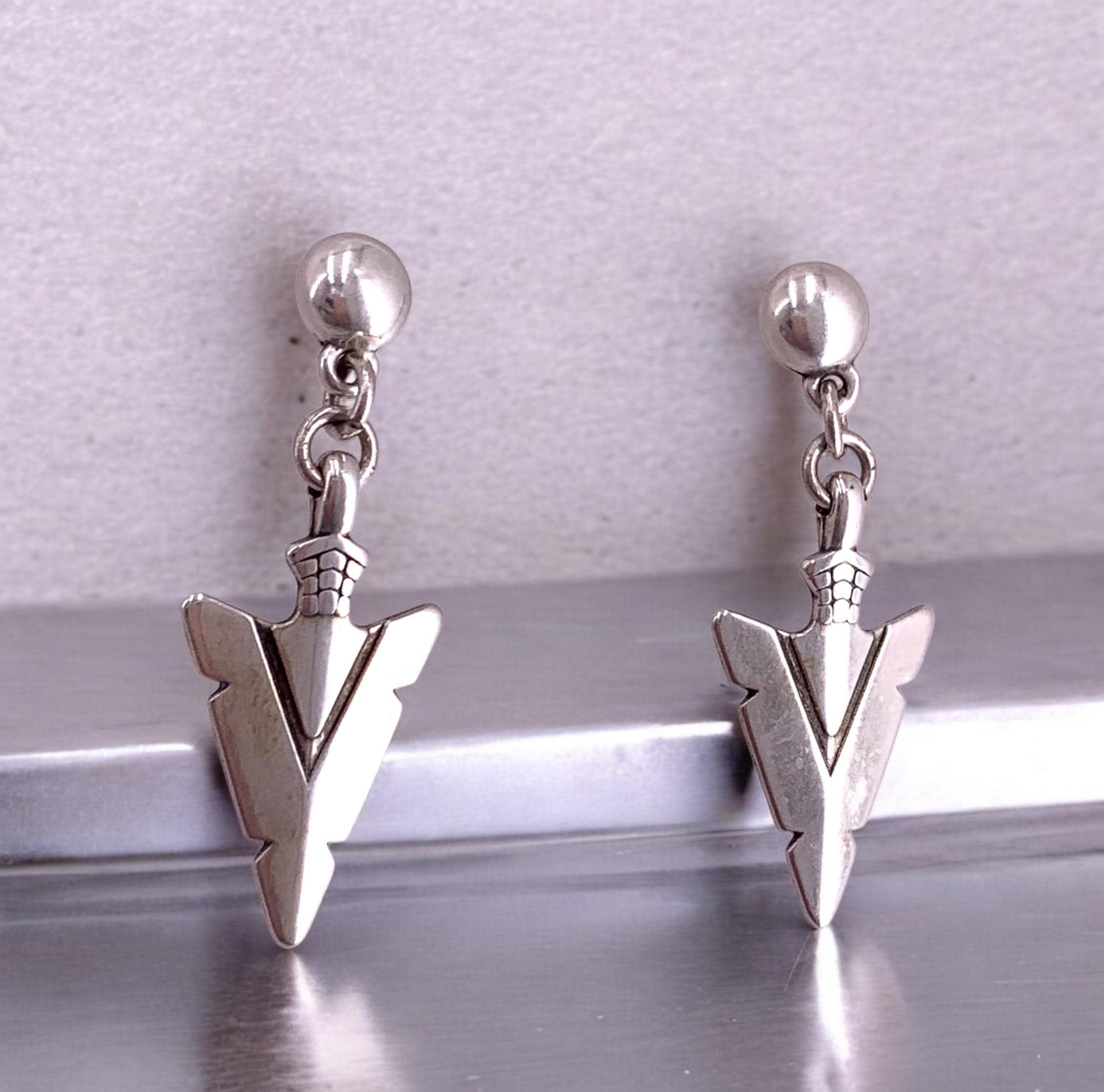 Arrowhead silver dropped earring, teardrop earrings, tribal earrings, dangle earrings, bohemian earrings, uno de 50 style, gift for friends