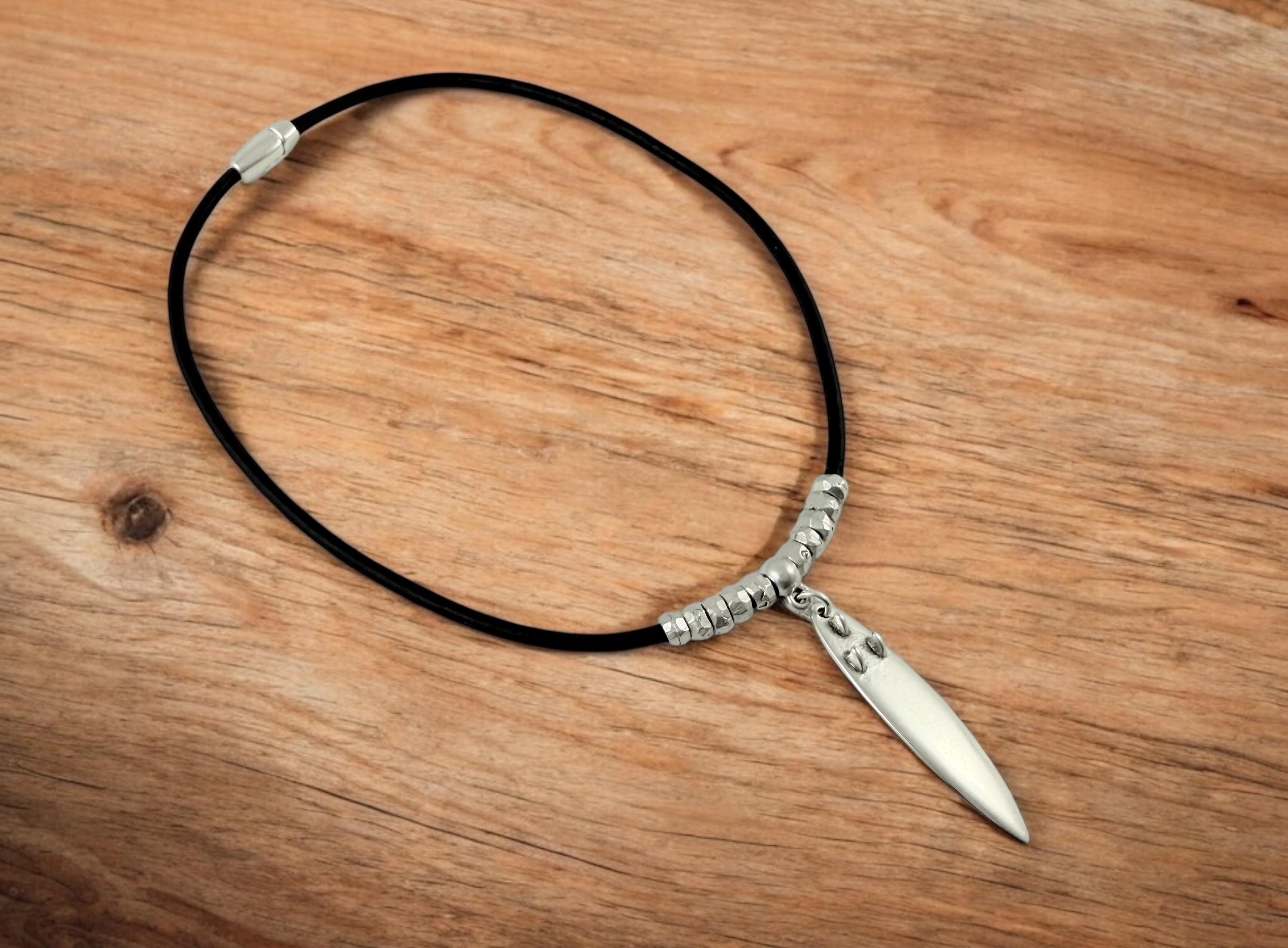 manly and masculine leather necklace for men, surf necklace, beach necklace, surfer necklace, surfboard necklace, gift for boyfriend