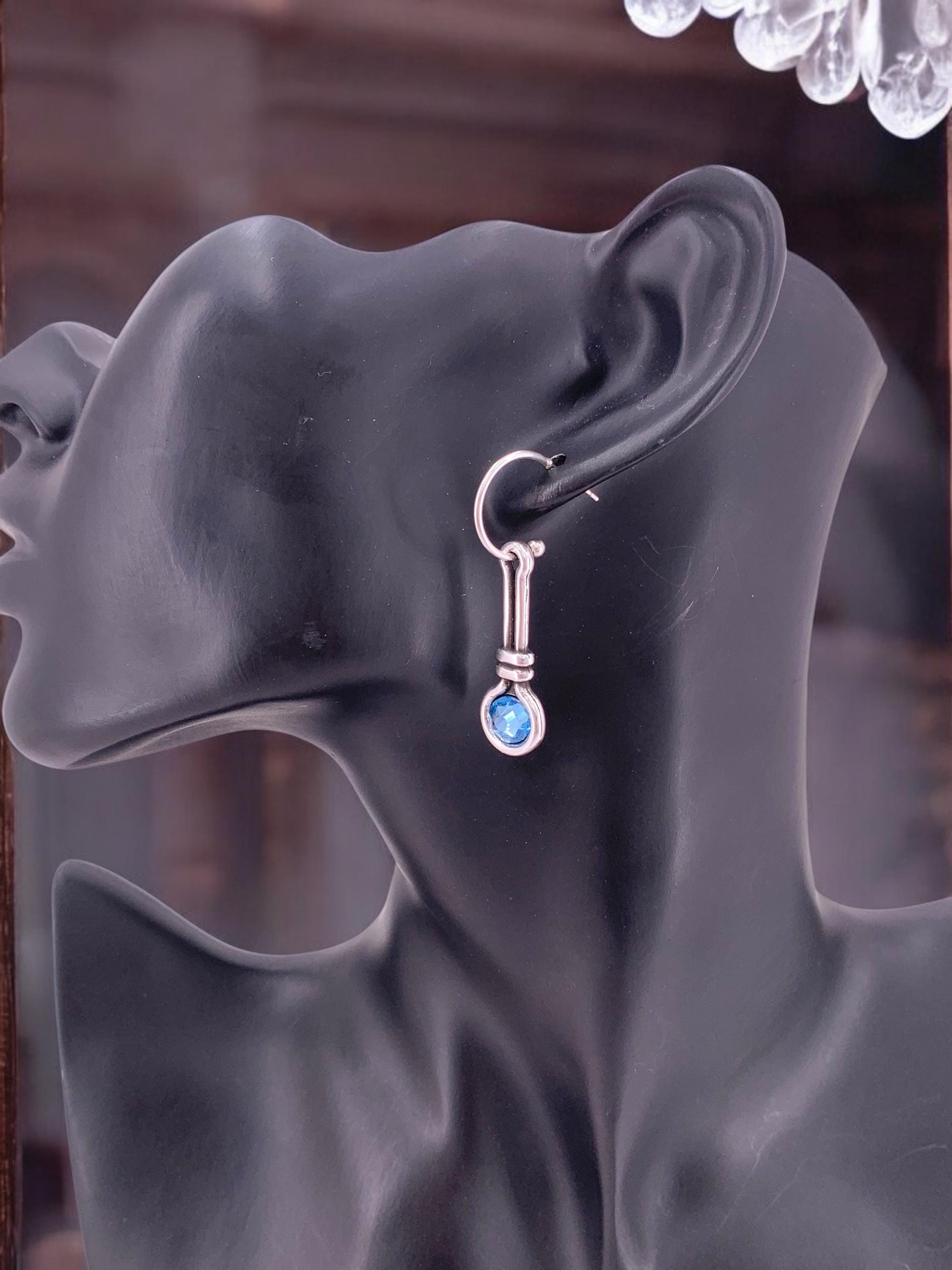 earrings with Swarovski crystal, uno de 50 style, handmade hypoallergenic silver plated , Valentines gift for her, statement dangle earrings