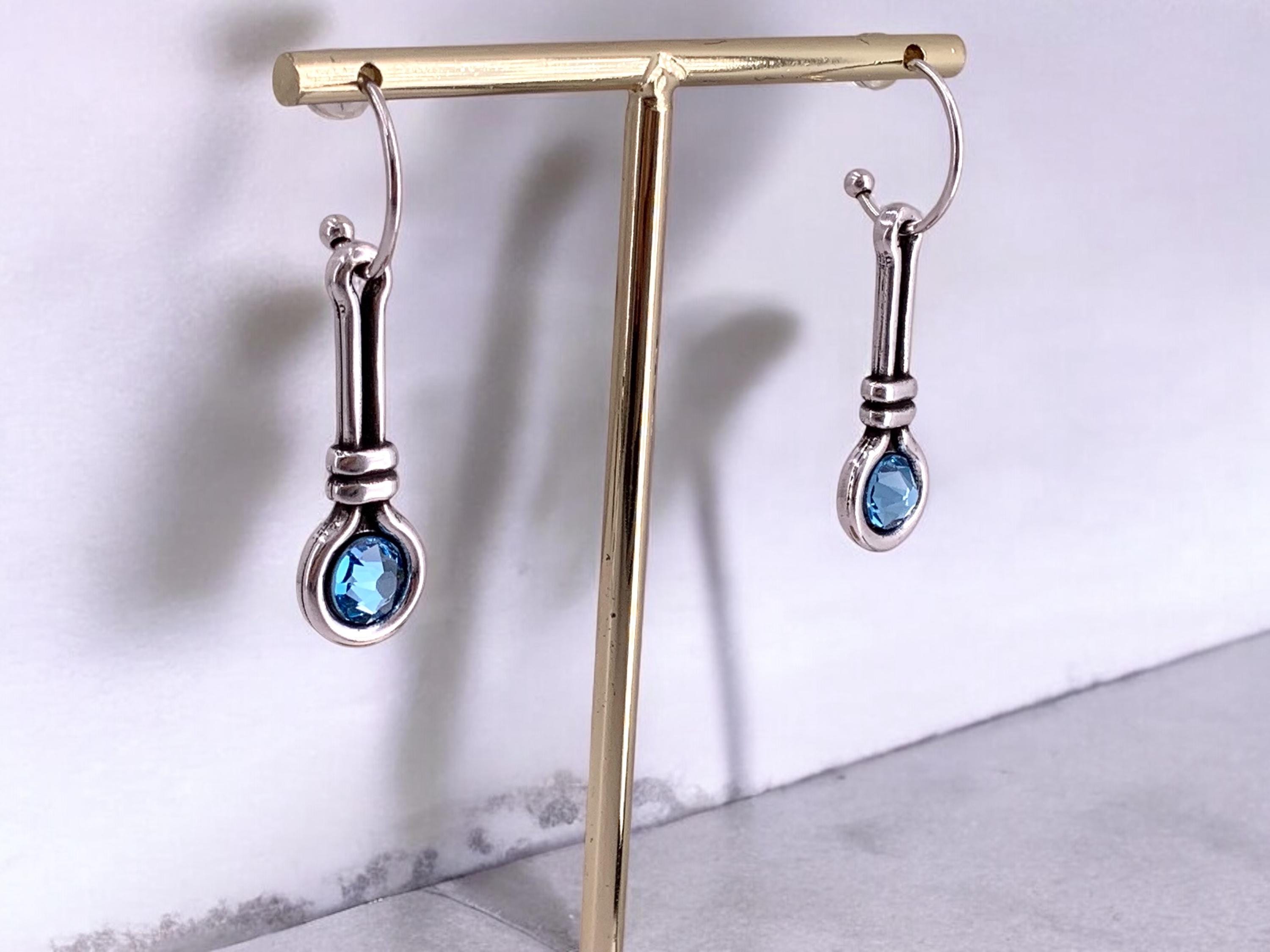 earrings with Swarovski crystal, uno de 50 style, handmade hypoallergenic silver plated , Valentines gift for her, statement dangle earrings