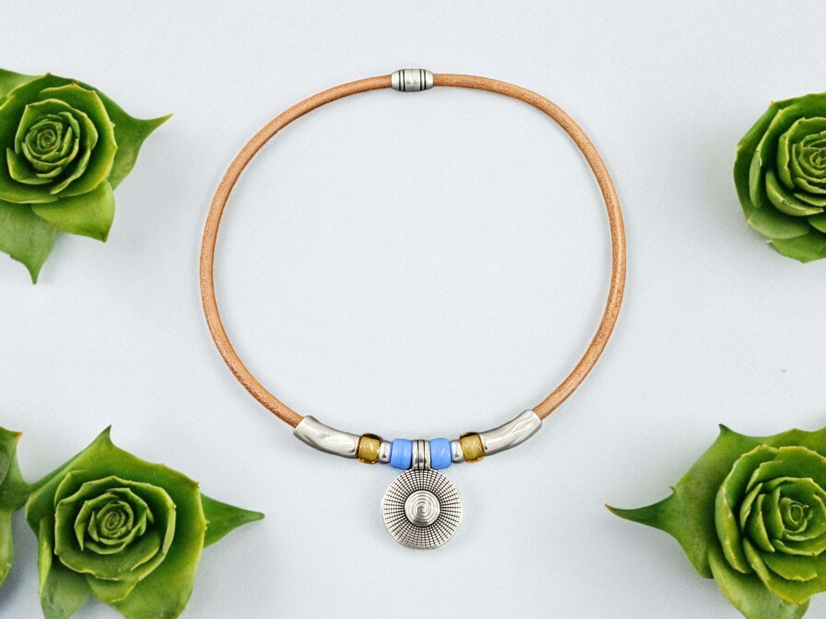 Boho leather necklace, tribal leather necklace, hippie choker, leather jewelry, bohemian jewelry, everyday jewelry, ethnic necklace, gift