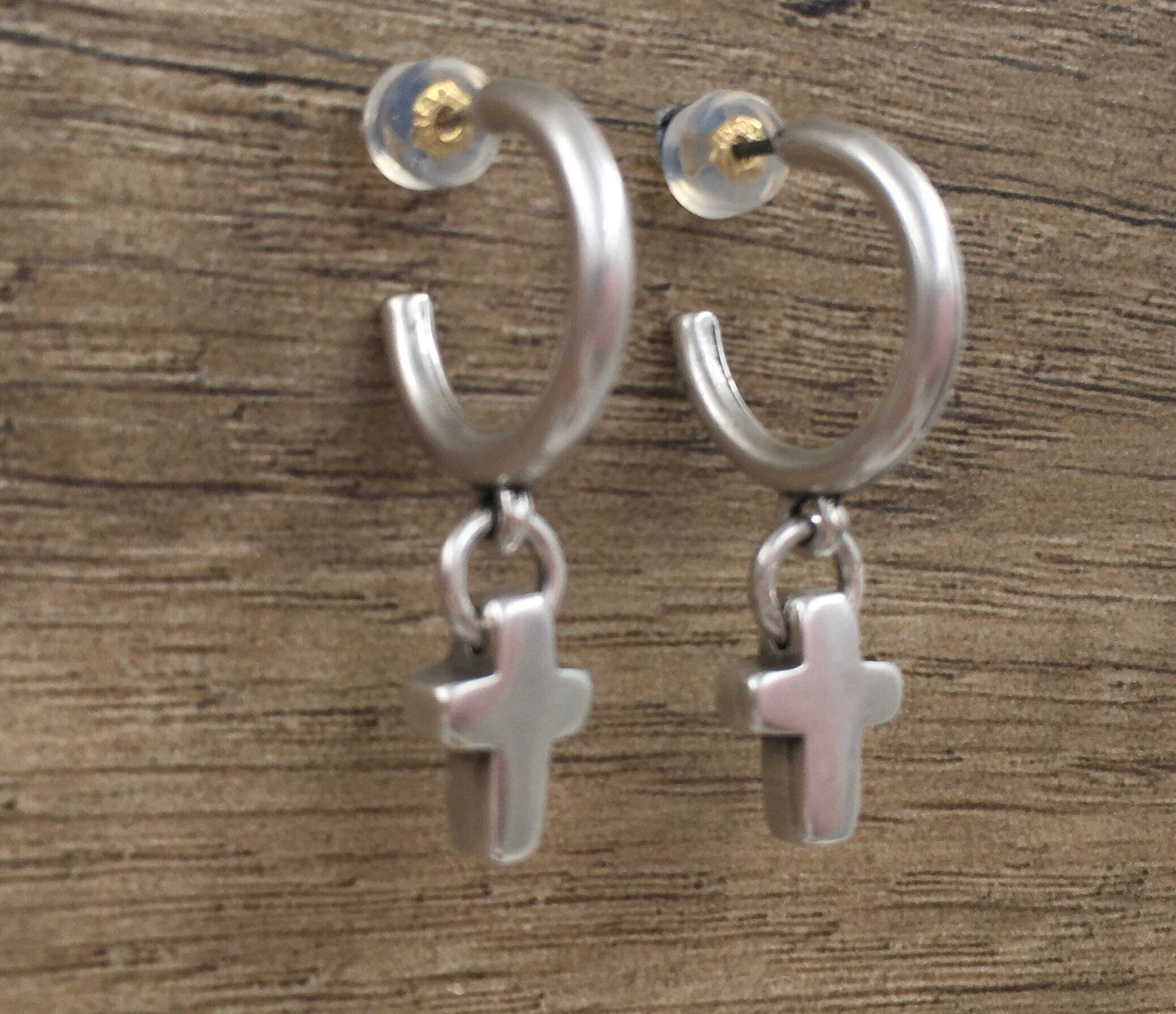 Edgy Cross Hoop Earrings – Silver-Plated Statement with Urban Attitude, Bold, Urban and Unapologetic, Cross Charm Hoops with a Modern Edge