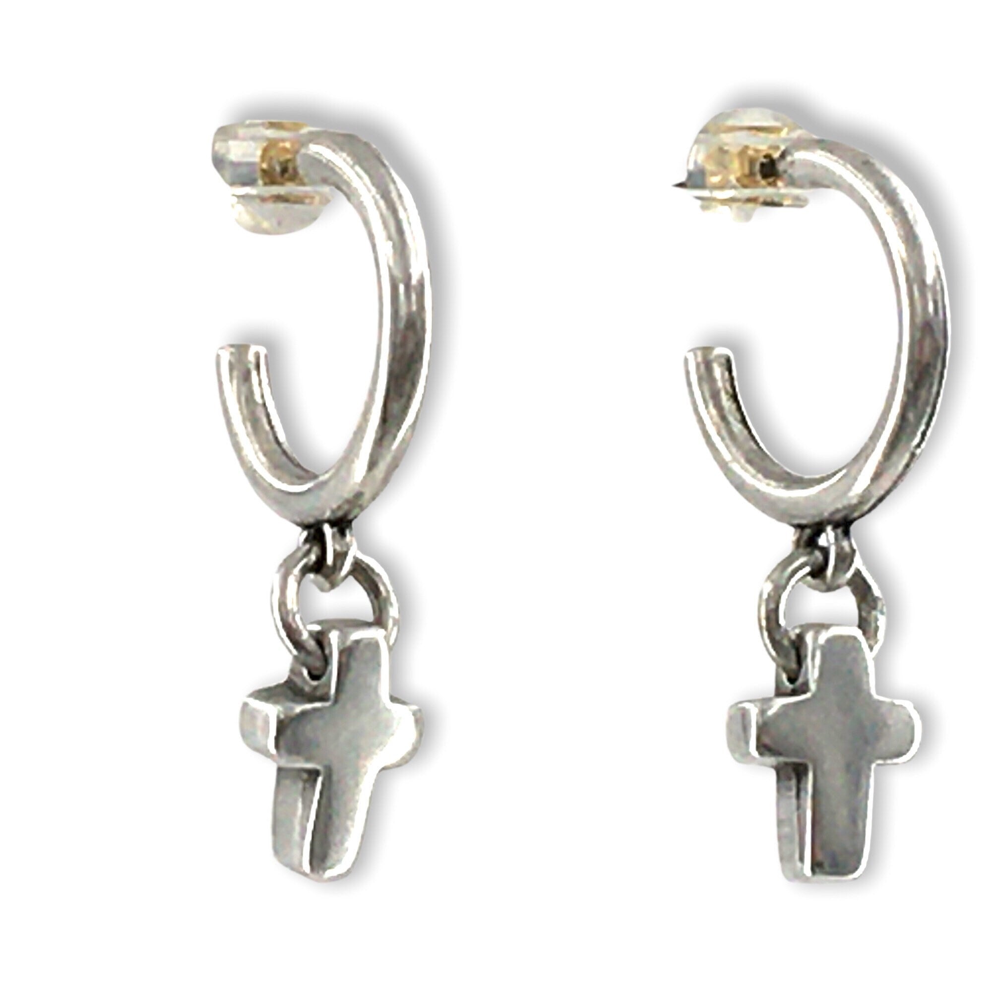 Edgy Cross Hoop Earrings – Silver-Plated Statement with Urban Attitude, Bold, Urban and Unapologetic, Cross Charm Hoops with a Modern Edge