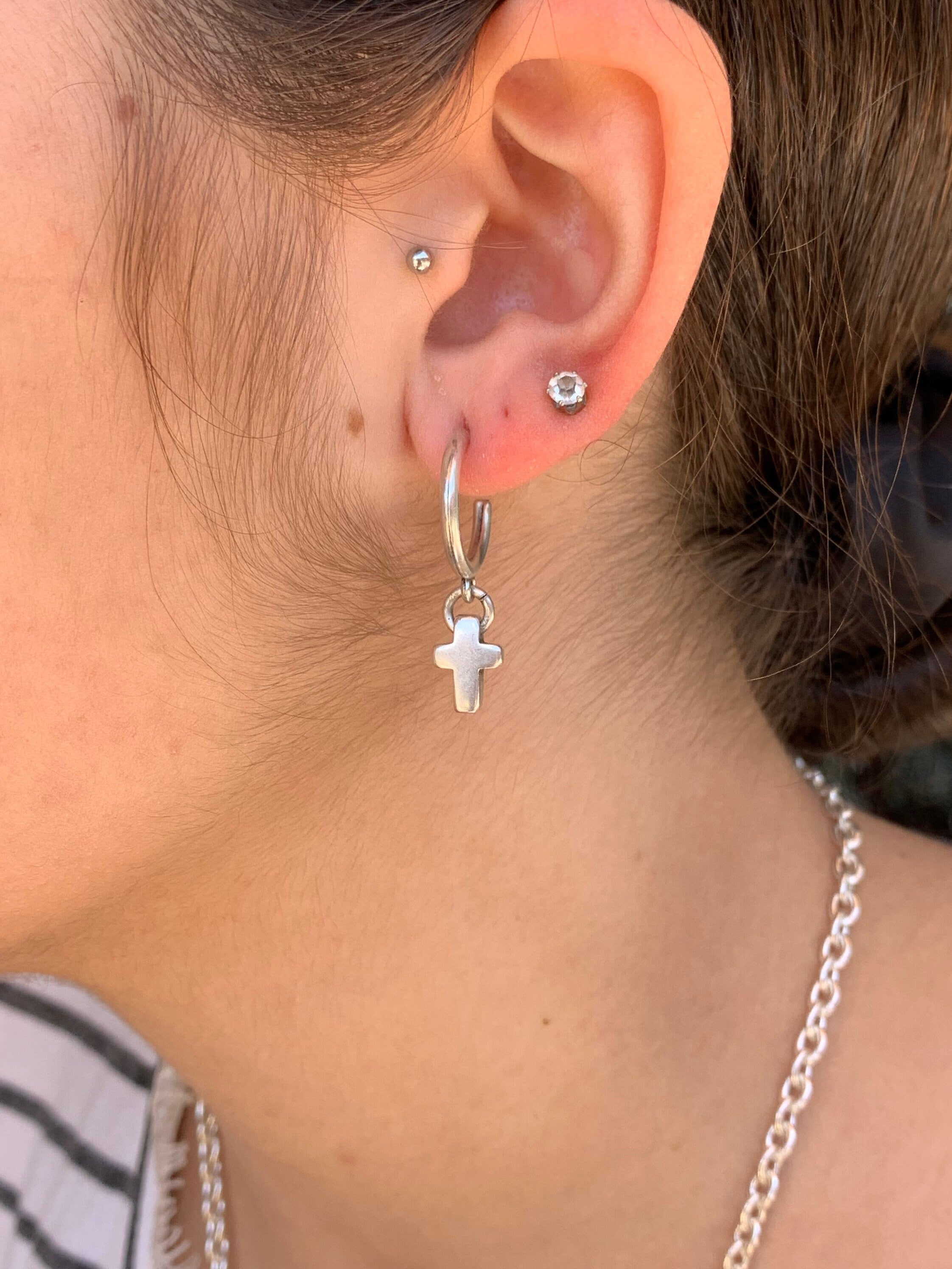 Edgy Cross Hoop Earrings – Silver-Plated Statement with Urban Attitude, Bold, Urban and Unapologetic, Cross Charm Hoops with a Modern Edge
