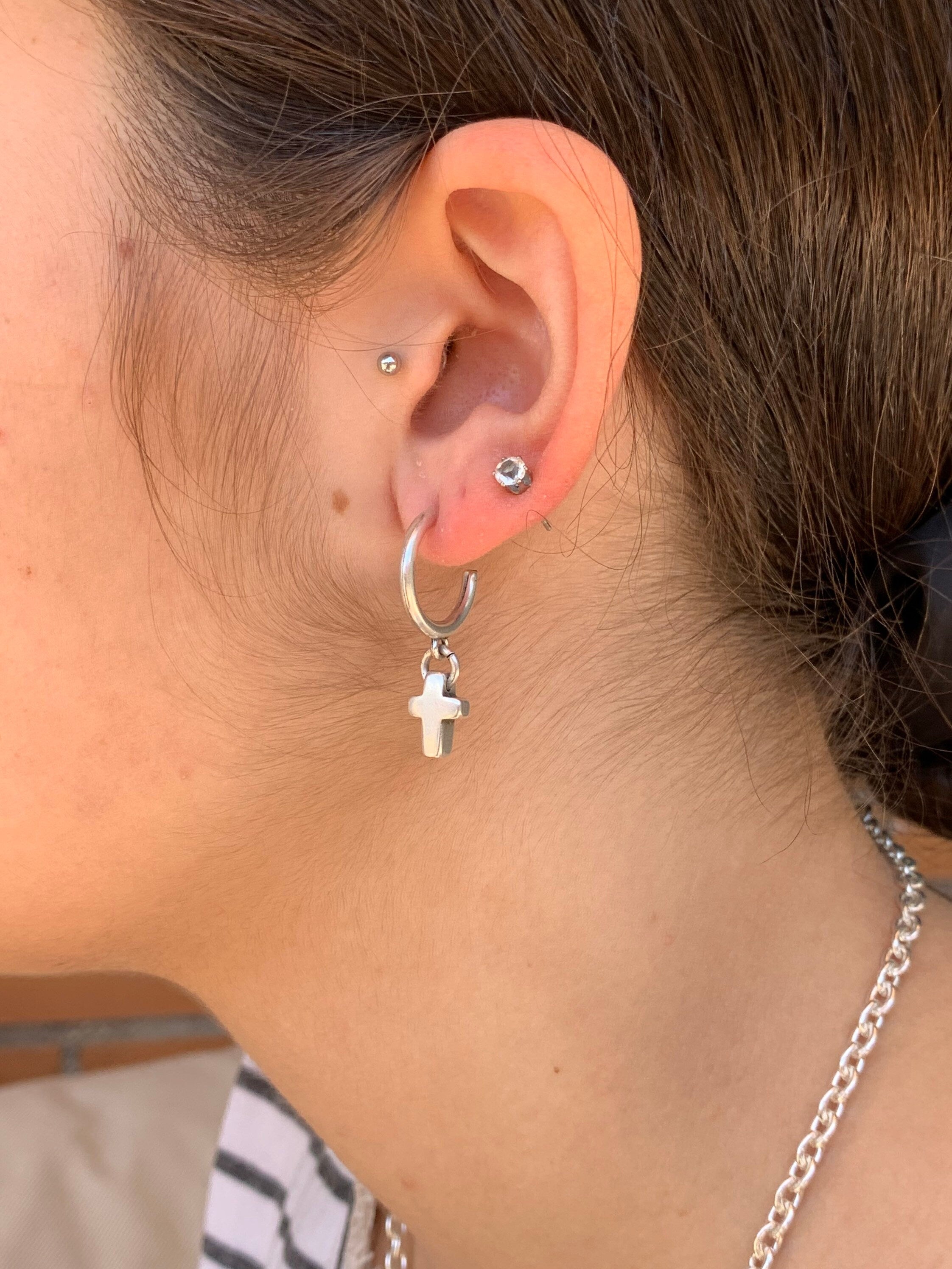 Edgy Cross Hoop Earrings – Silver-Plated Statement with Urban Attitude, Bold, Urban and Unapologetic, Cross Charm Hoops with a Modern Edge