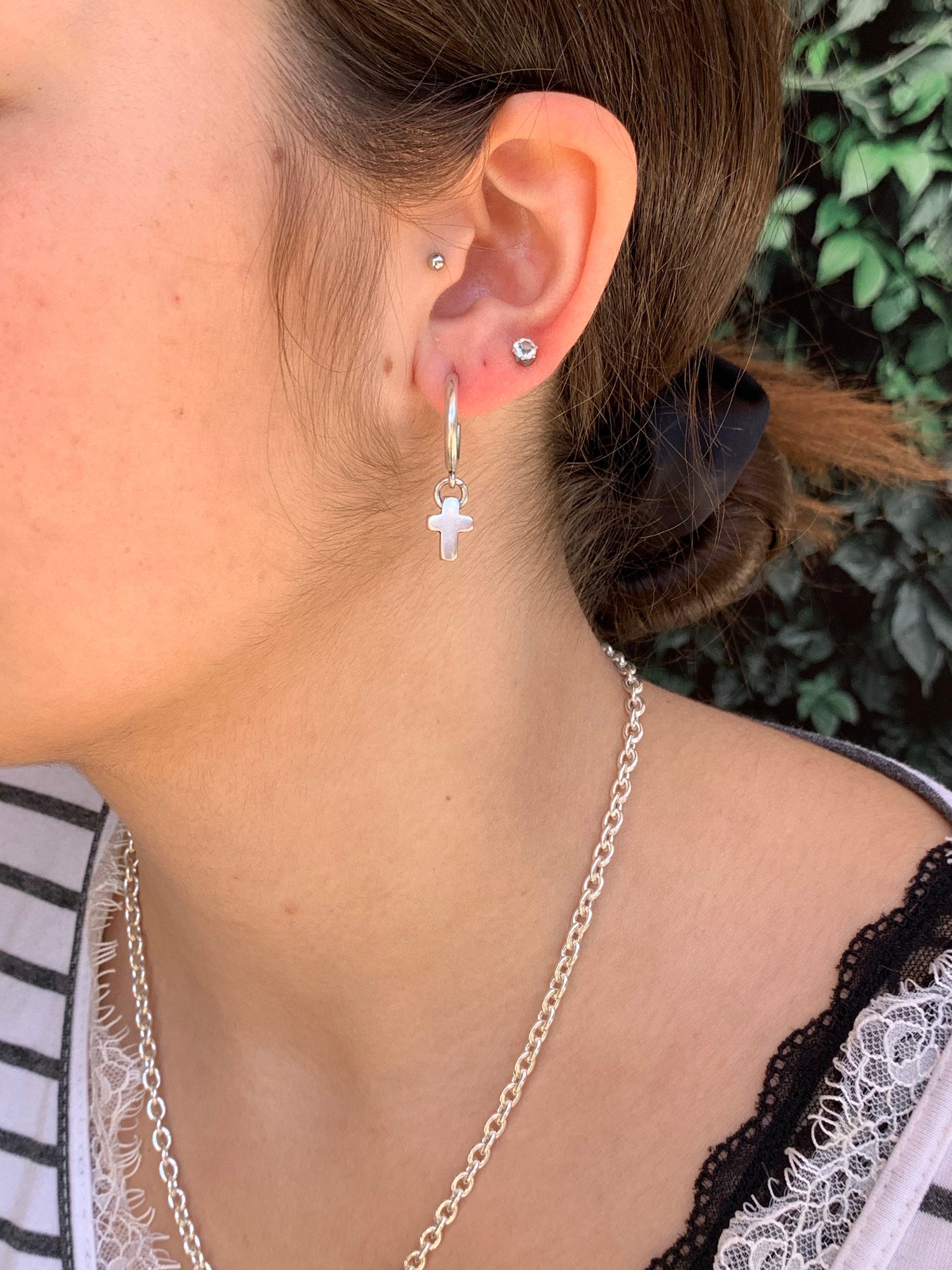 Edgy Cross Hoop Earrings – Silver-Plated Statement with Urban Attitude, Bold, Urban and Unapologetic, Cross Charm Hoops with a Modern Edge