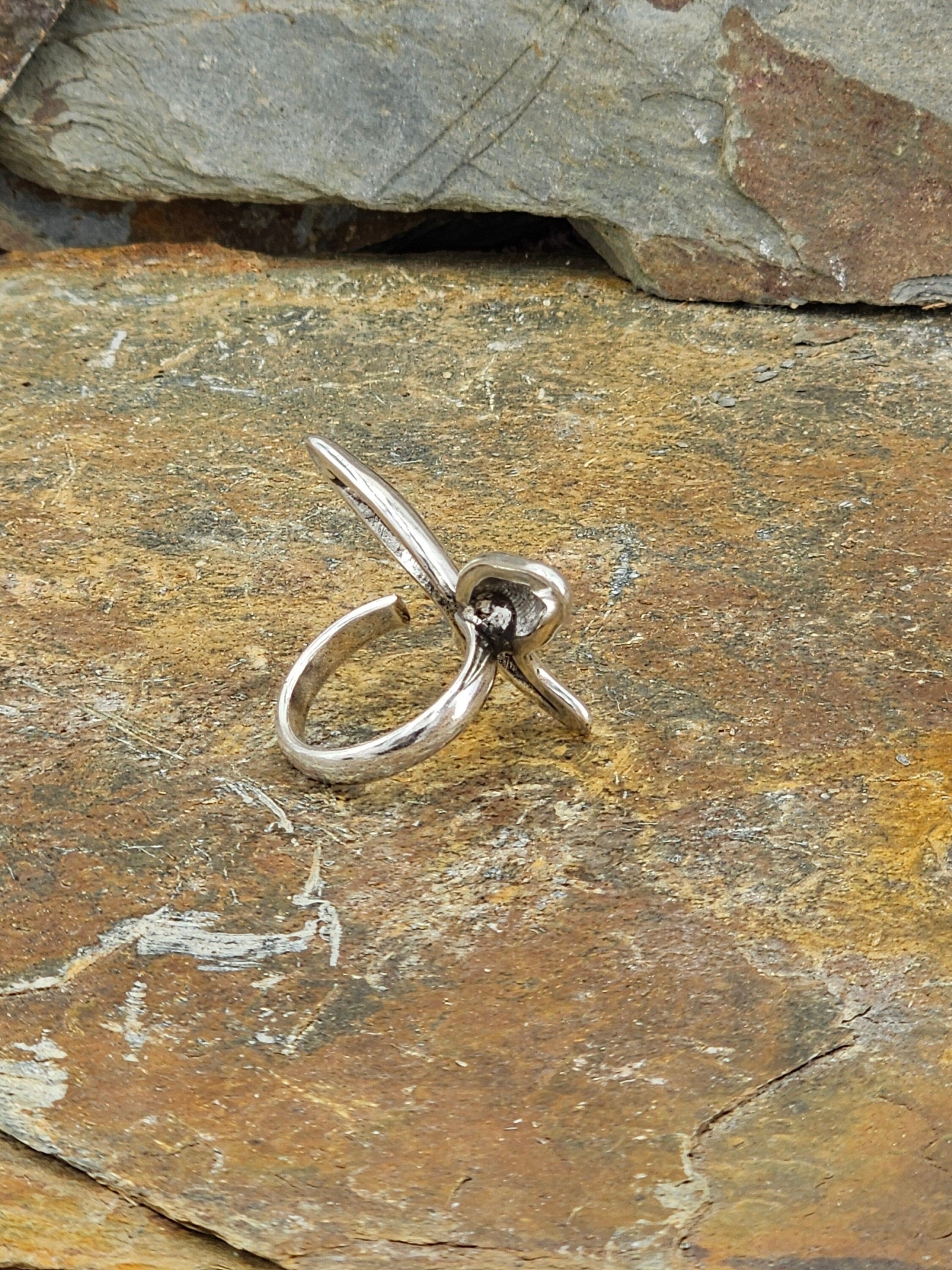 Anillo de plata voluminoso con forma de mariposa para mujer, regalo para novia, anillo grueso ajustable en plata ideal para un regalo único