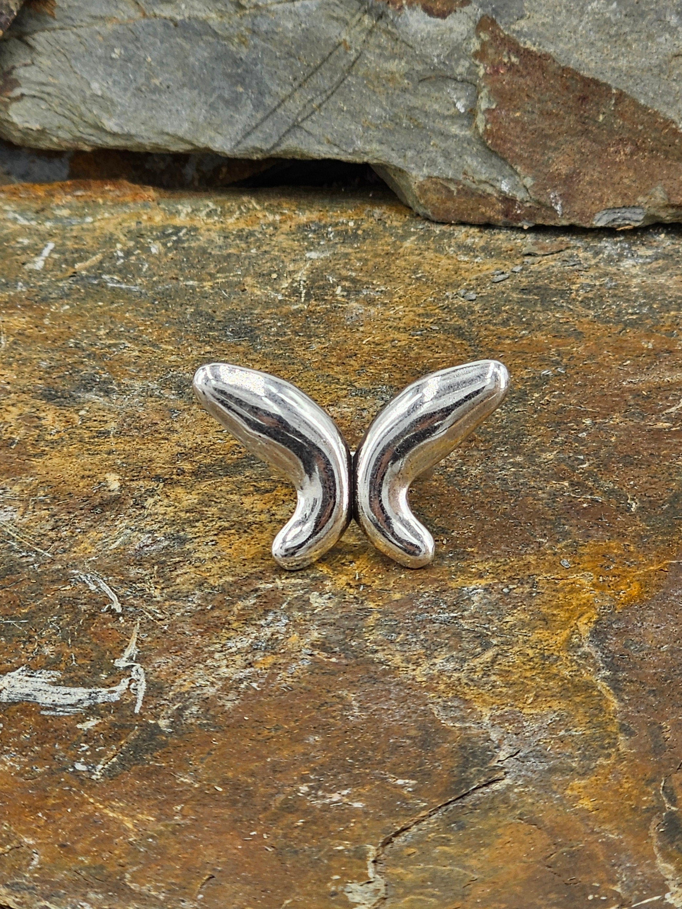 Anillo de plata voluminoso con forma de mariposa para mujer, regalo para novia, anillo grueso ajustable en plata ideal para un regalo único