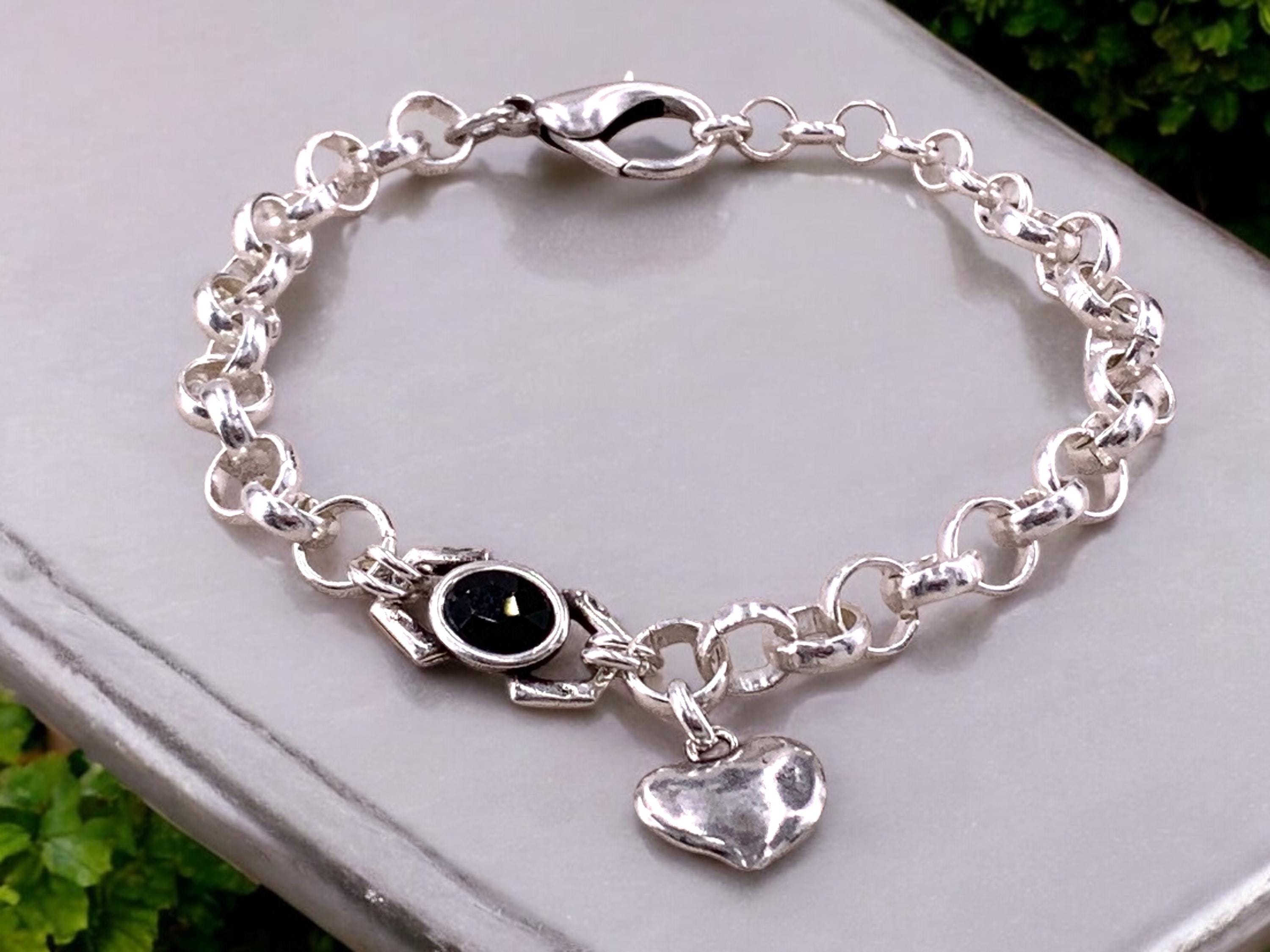 Chunky silver bracelet, bold chain bracelet, silver bracelet, Swarovski bracelet, chunky chain bracelet, uno de 50 style bracelet, gift