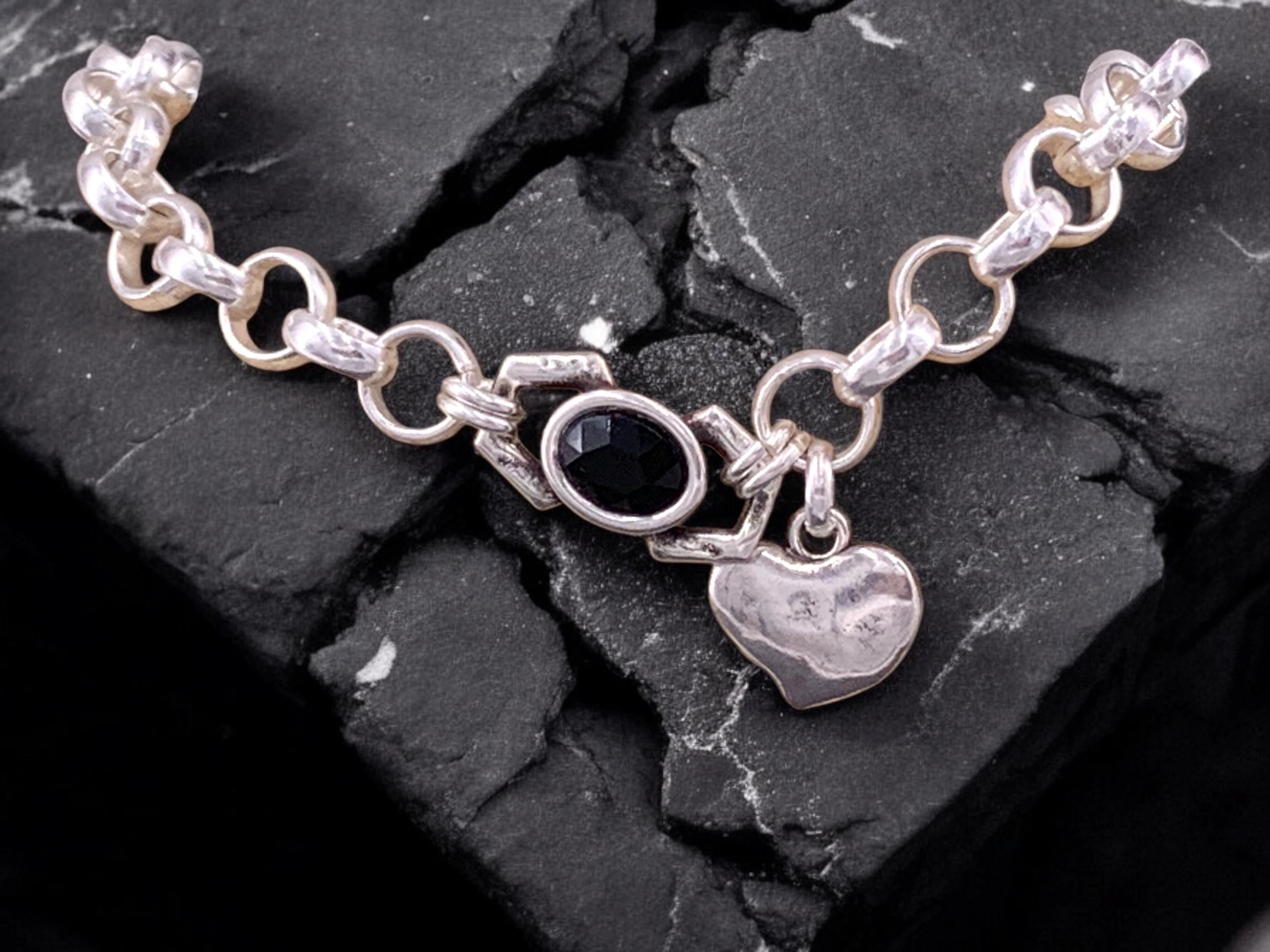 Chunky silver bracelet, bold chain bracelet, silver bracelet, Swarovski bracelet, chunky chain bracelet, uno de 50 style bracelet, gift