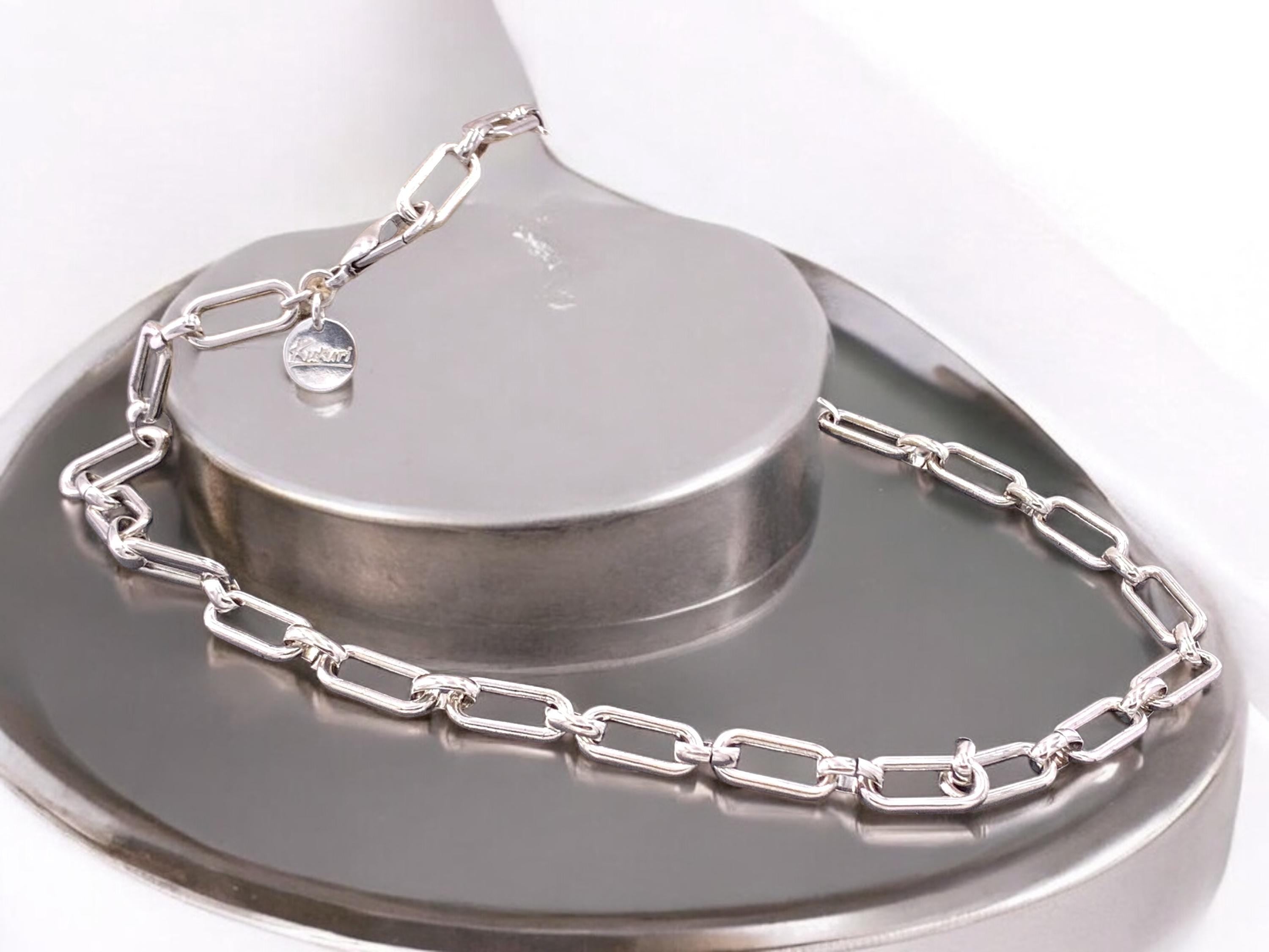 Long thick silver chain necklace: bold jewelry, gift for her