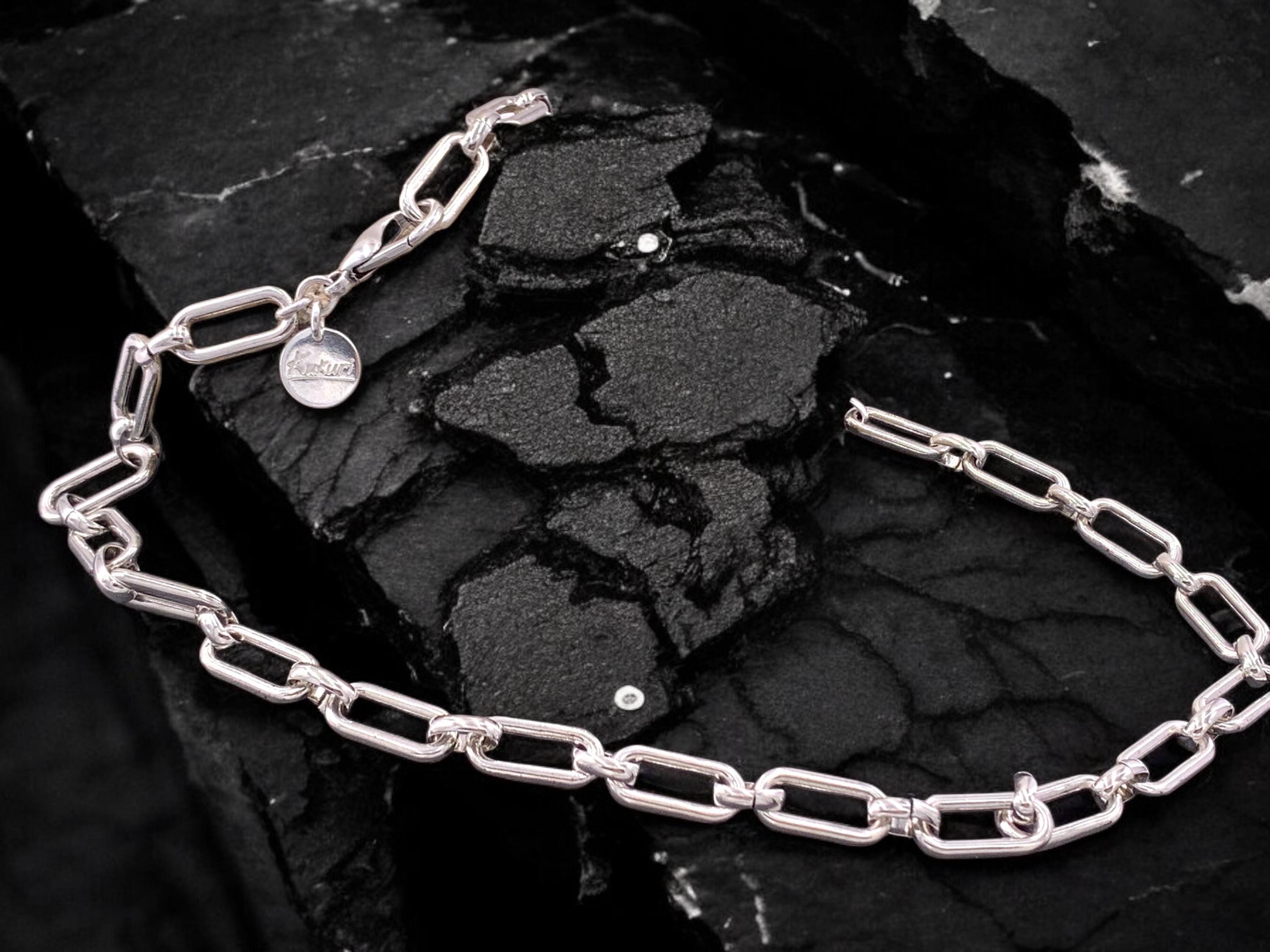 Long thick silver chain necklace: bold jewelry, gift for her