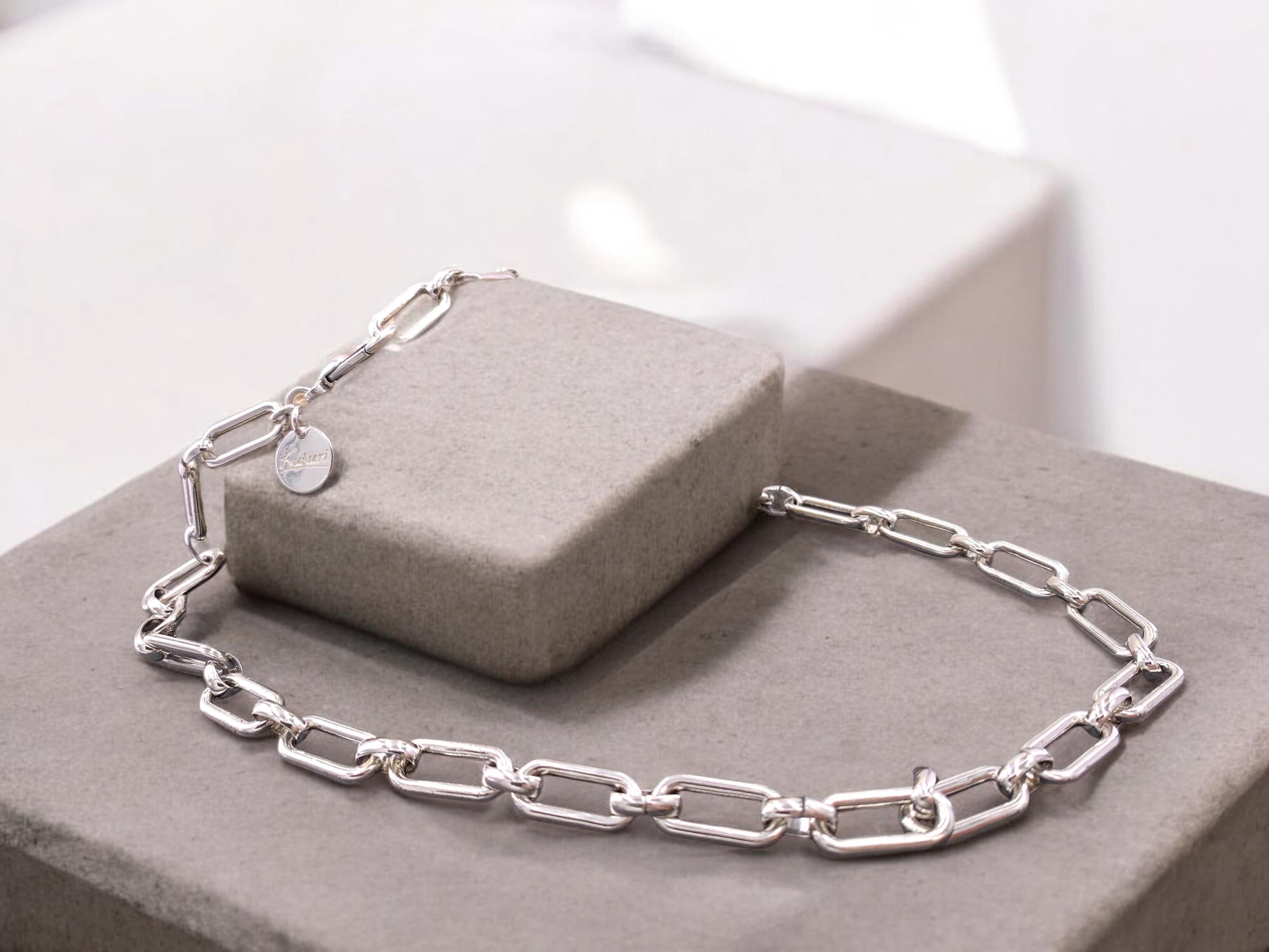 Long thick silver chain necklace: bold jewelry, gift for her