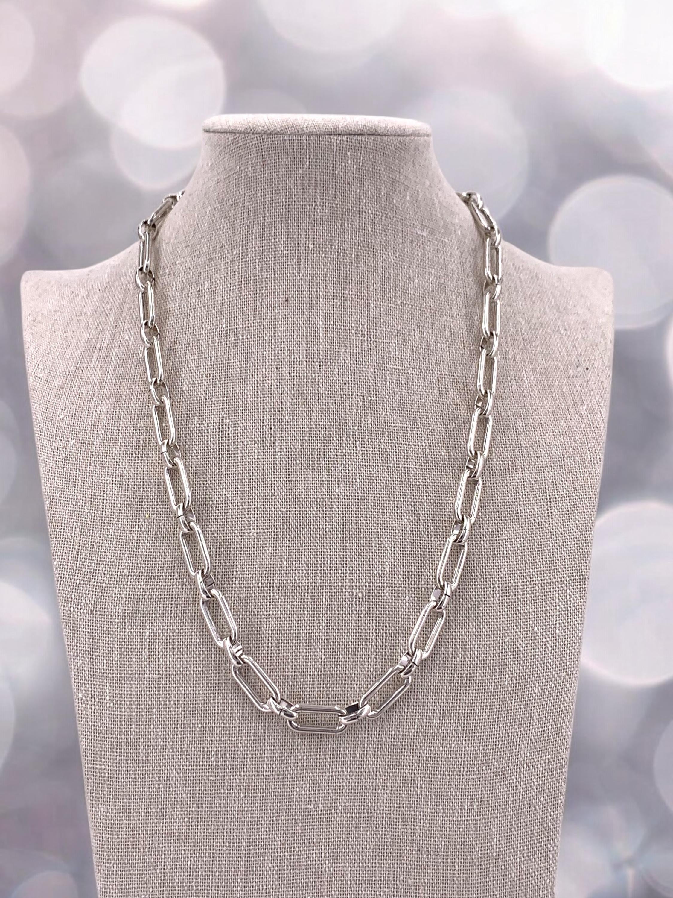Long thick silver chain necklace: bold jewelry, gift for her