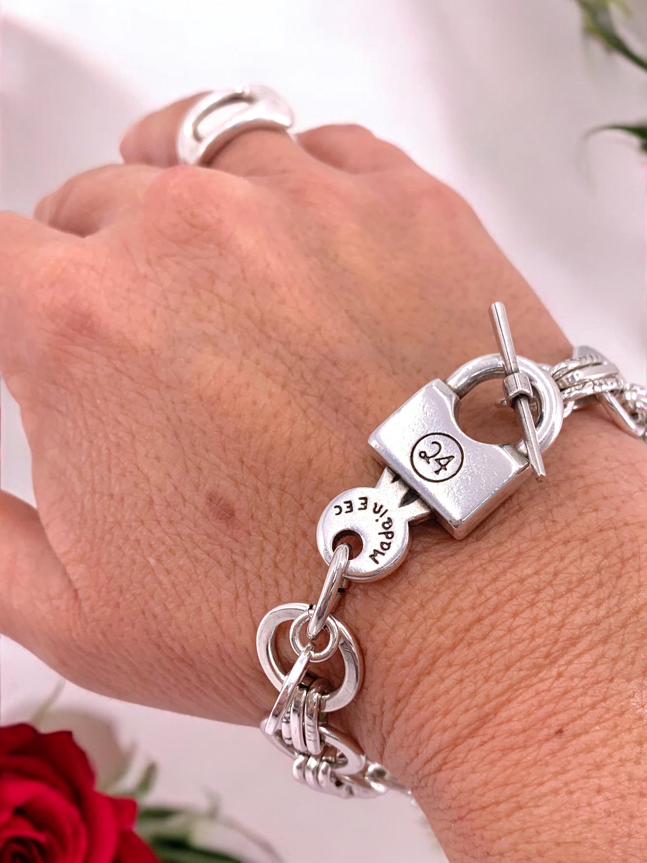 Padlock bracelet with heavy chain, curb chain bracelet padlock bracelet , heavy bracelet for her