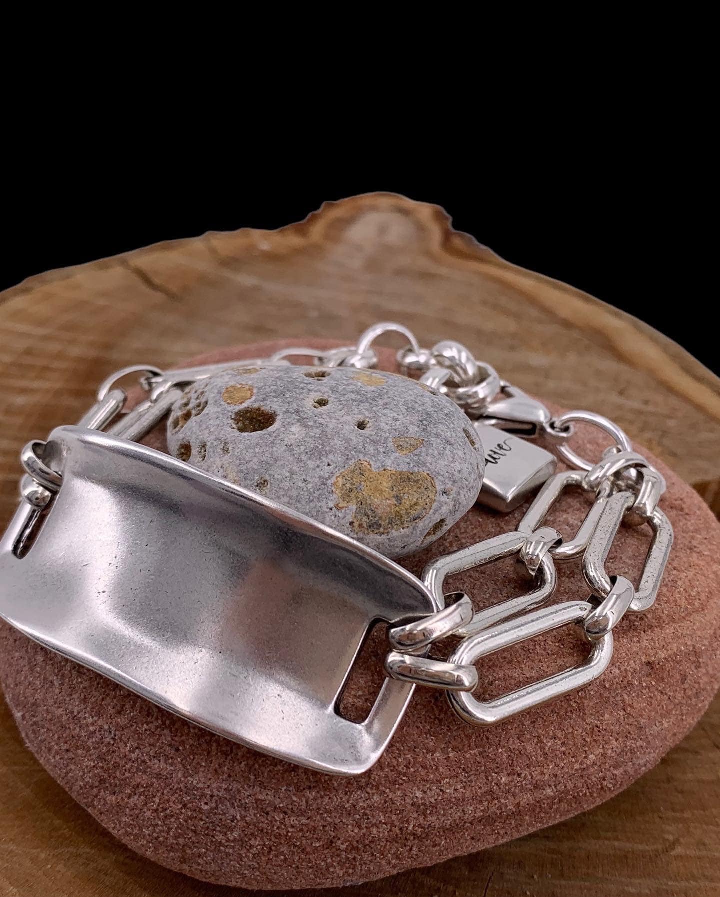 Chunky Silver Chain Bracelet – Double Link Cuff – Bold Adjustable Bracelet – Handmade Kukuri Jewelry