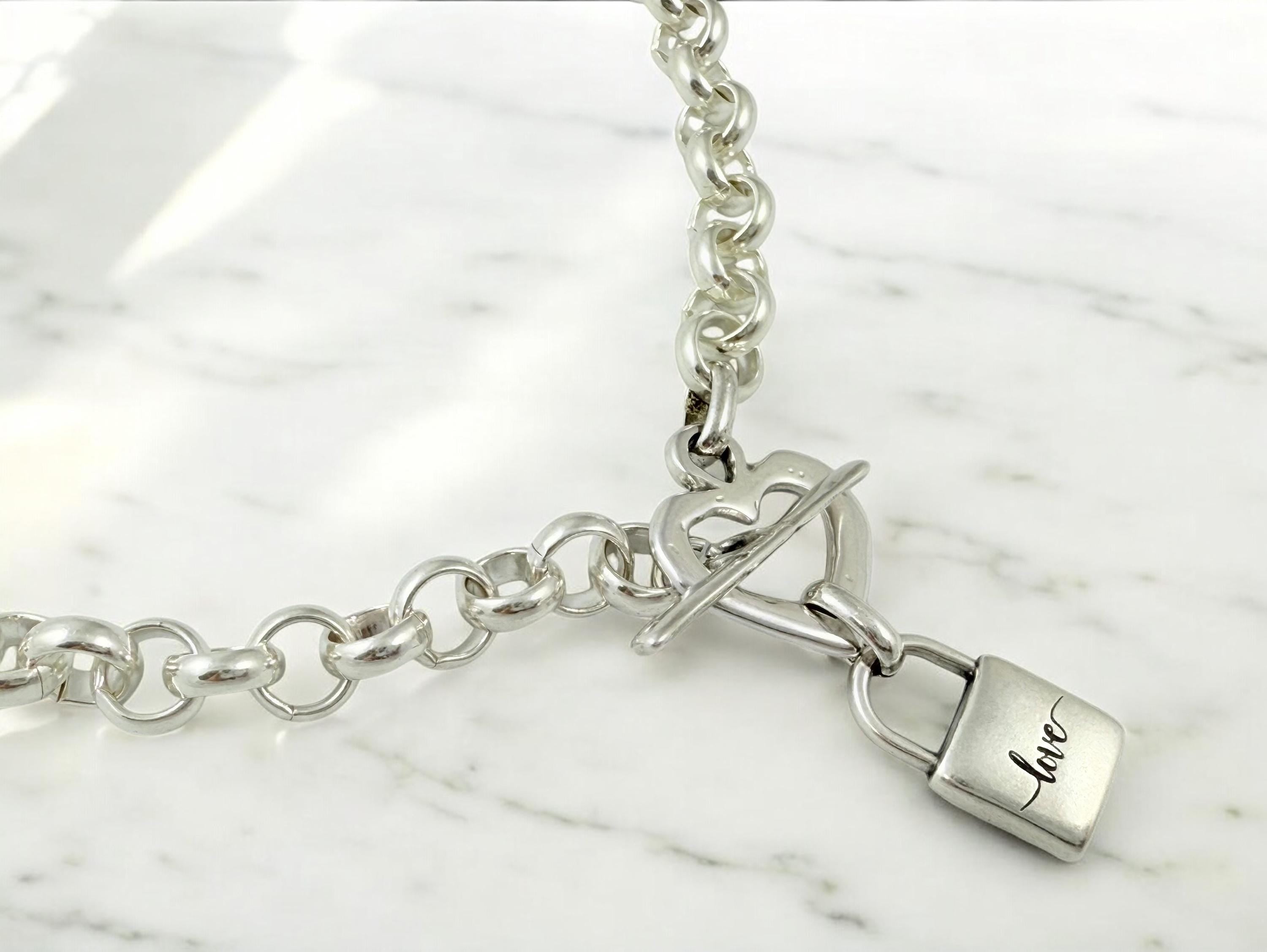 Chunky Silver love Padlock Necklace, Bold Industrial Romance Jewelry, love padlock