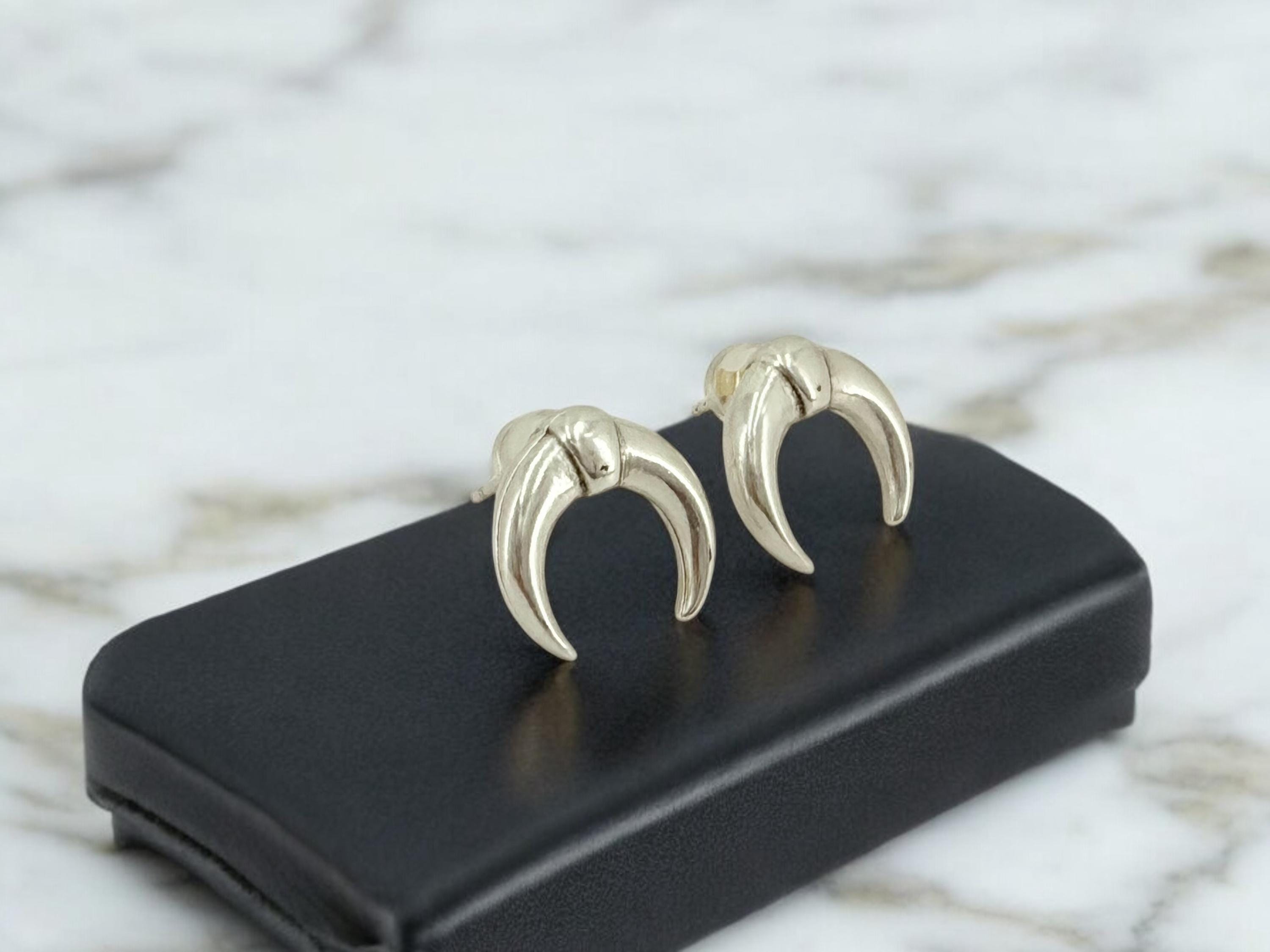 Bohemian Moon Earrings – Tribal Style Gold or Silver – Tiny Everyday Earrings – minimalist Kukuri Jewelry