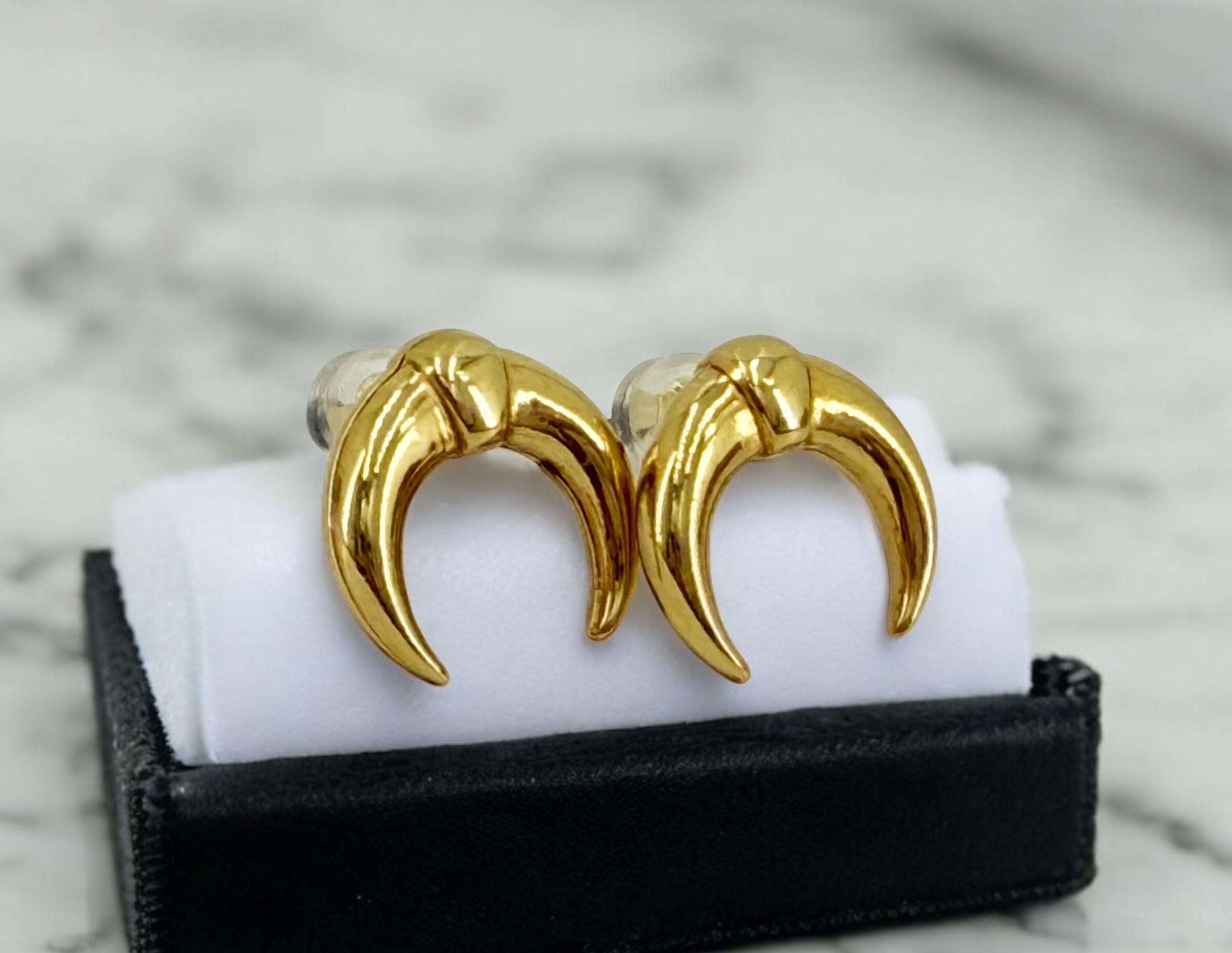 Bohemian Moon Earrings – Tribal Style Gold or Silver – Tiny Everyday Earrings – minimalist Kukuri Jewelry