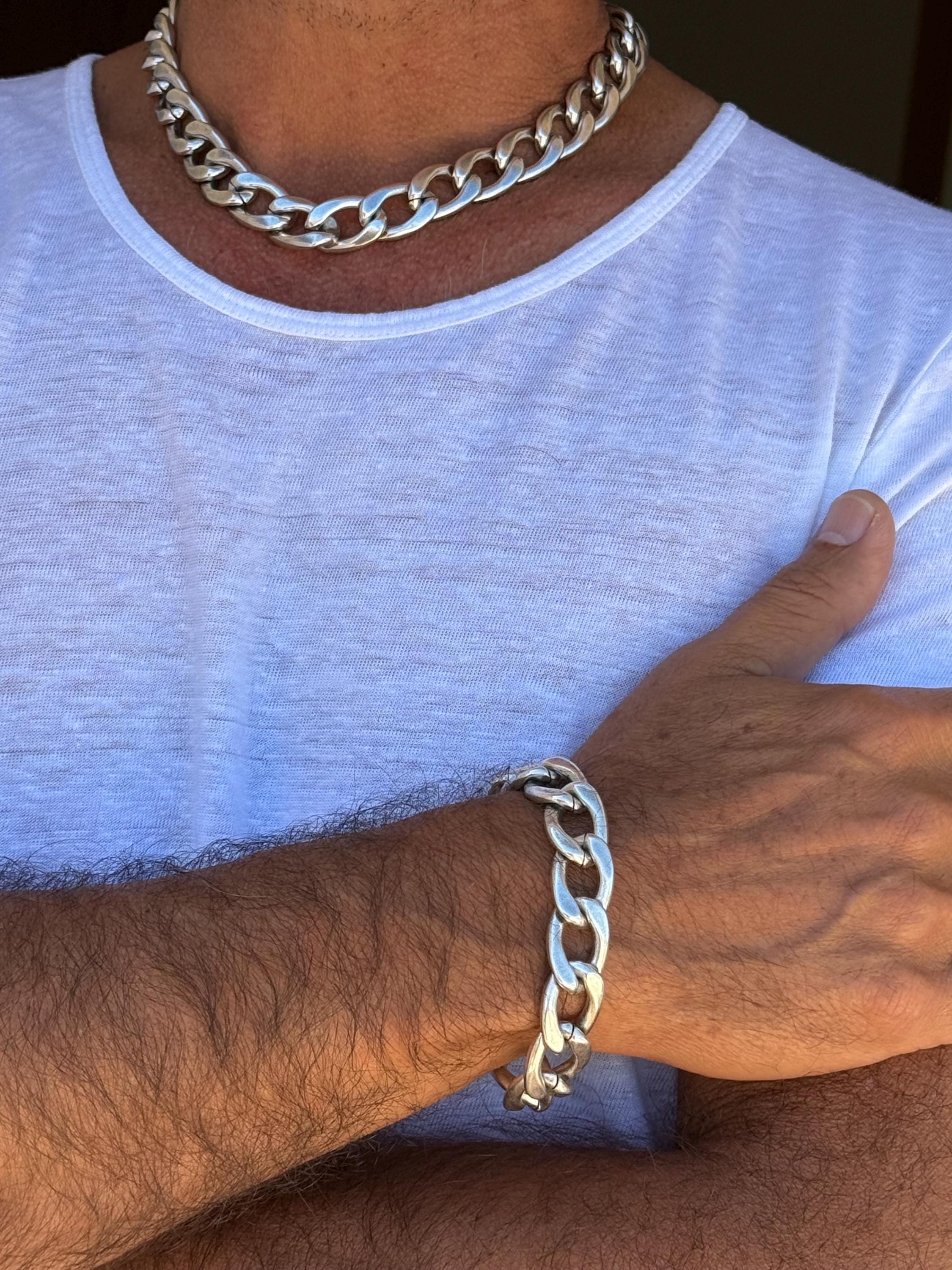 Chunky Cuban Curb Chain Necklace for Men – Masculine Silver – Statement Gift – Handmade Kukuri Jewelry