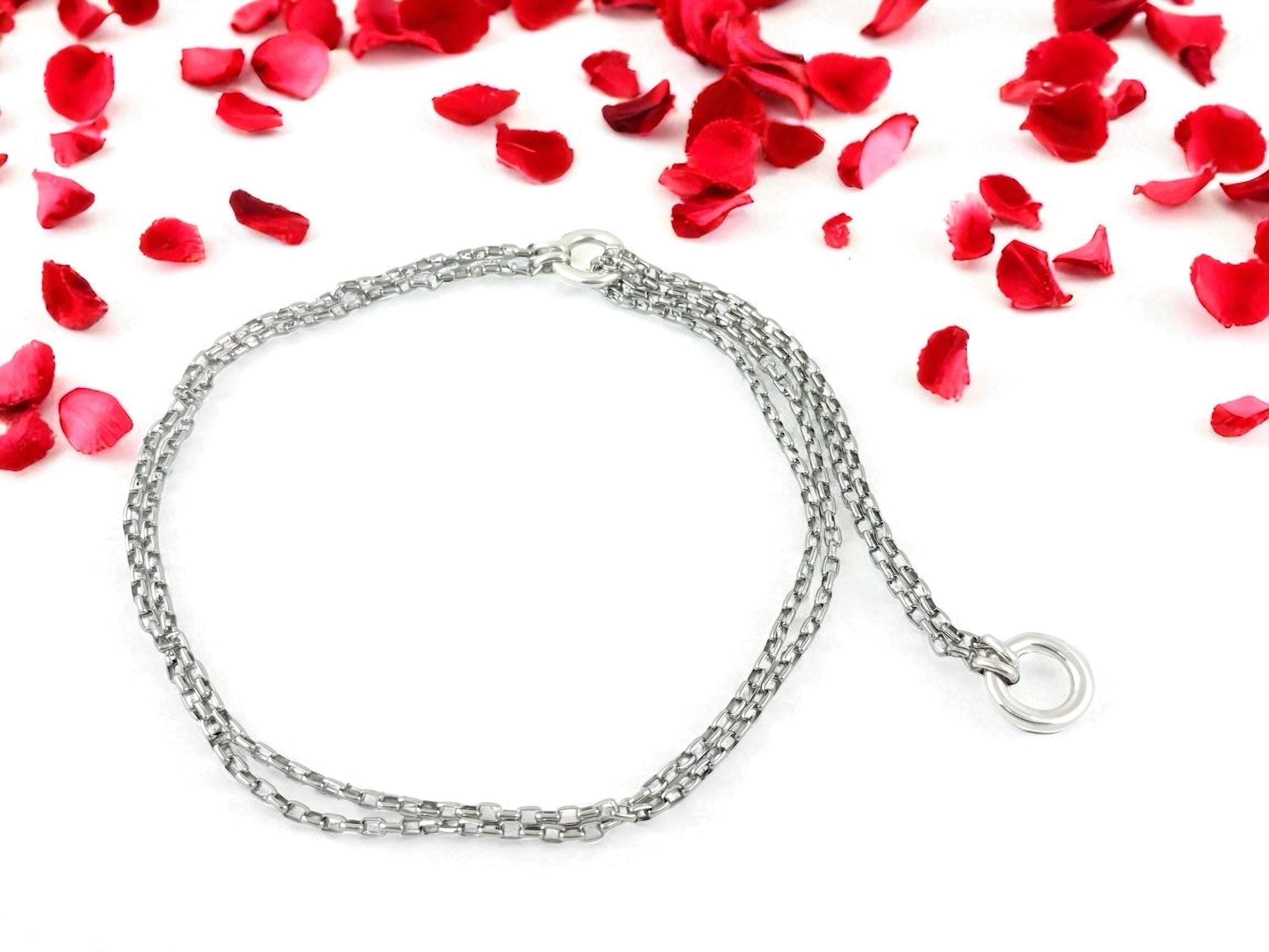 Double silver antique Chain Lariat Necklace – Industrial Modern bold Style – Kukuri Exclusive – Handmade