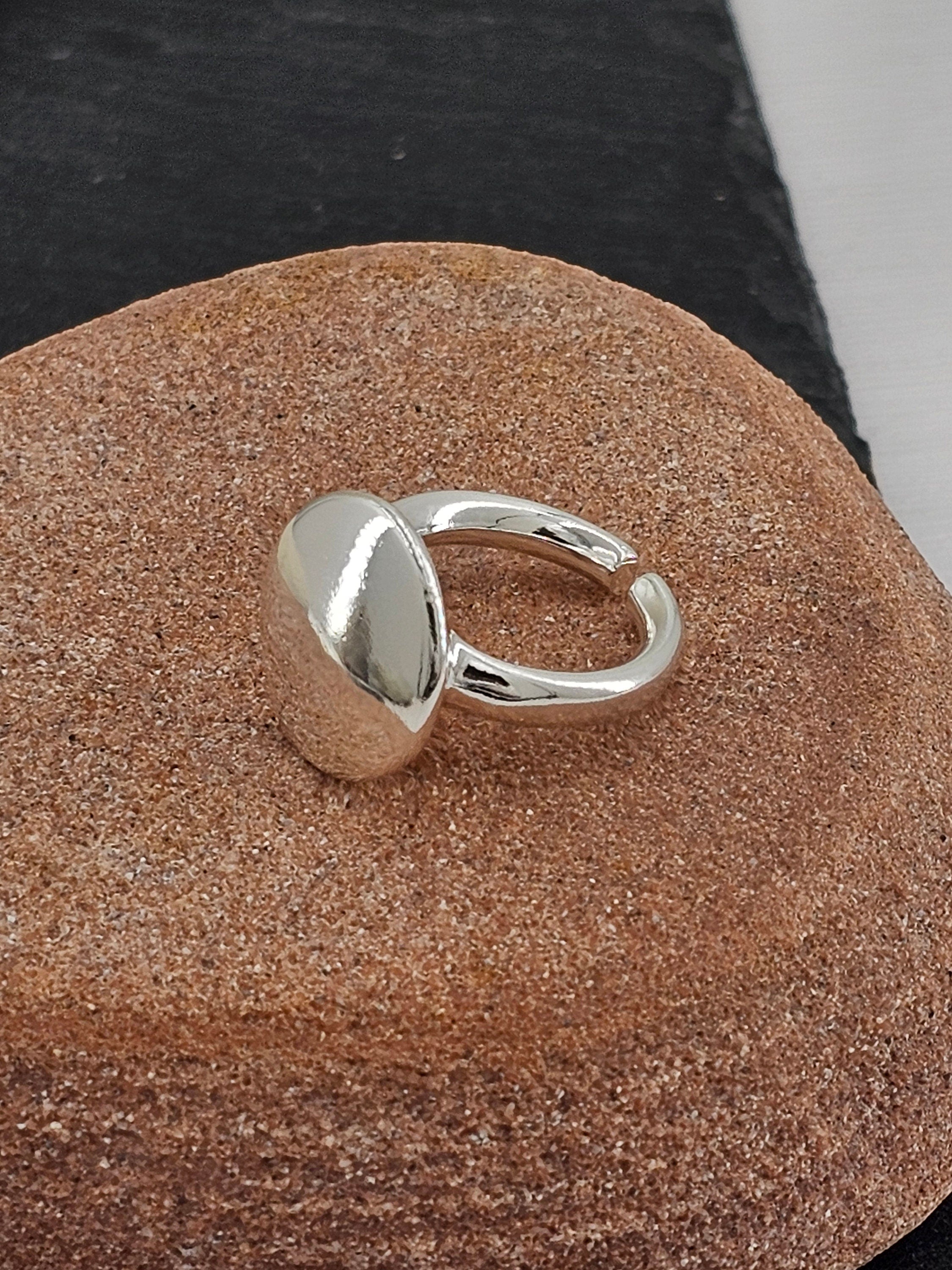 Chunky ring, silver boho ring, round boho silver ring, button silver ring, statement ring, Uno de 50 style