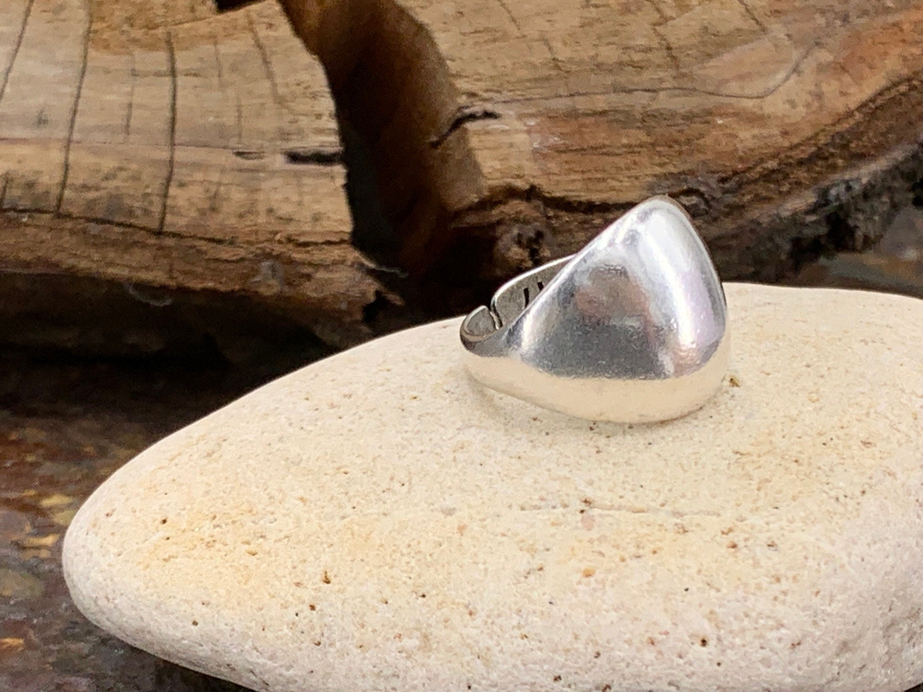Chunky silver dome bold ring, rock style industrial jewelry